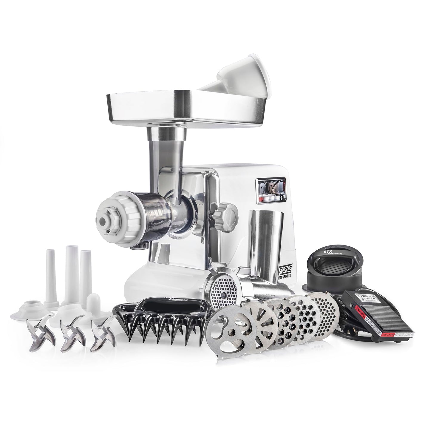 Turboforce 3000 Series 6-in-1 Electric Meat Grinder | 3000W Max | 3-Speed | Foot Pedal | 5 Grinding Die | 3 Stainless Steel Blades | Sausage Stuffer | Kubbe Maker & More Included