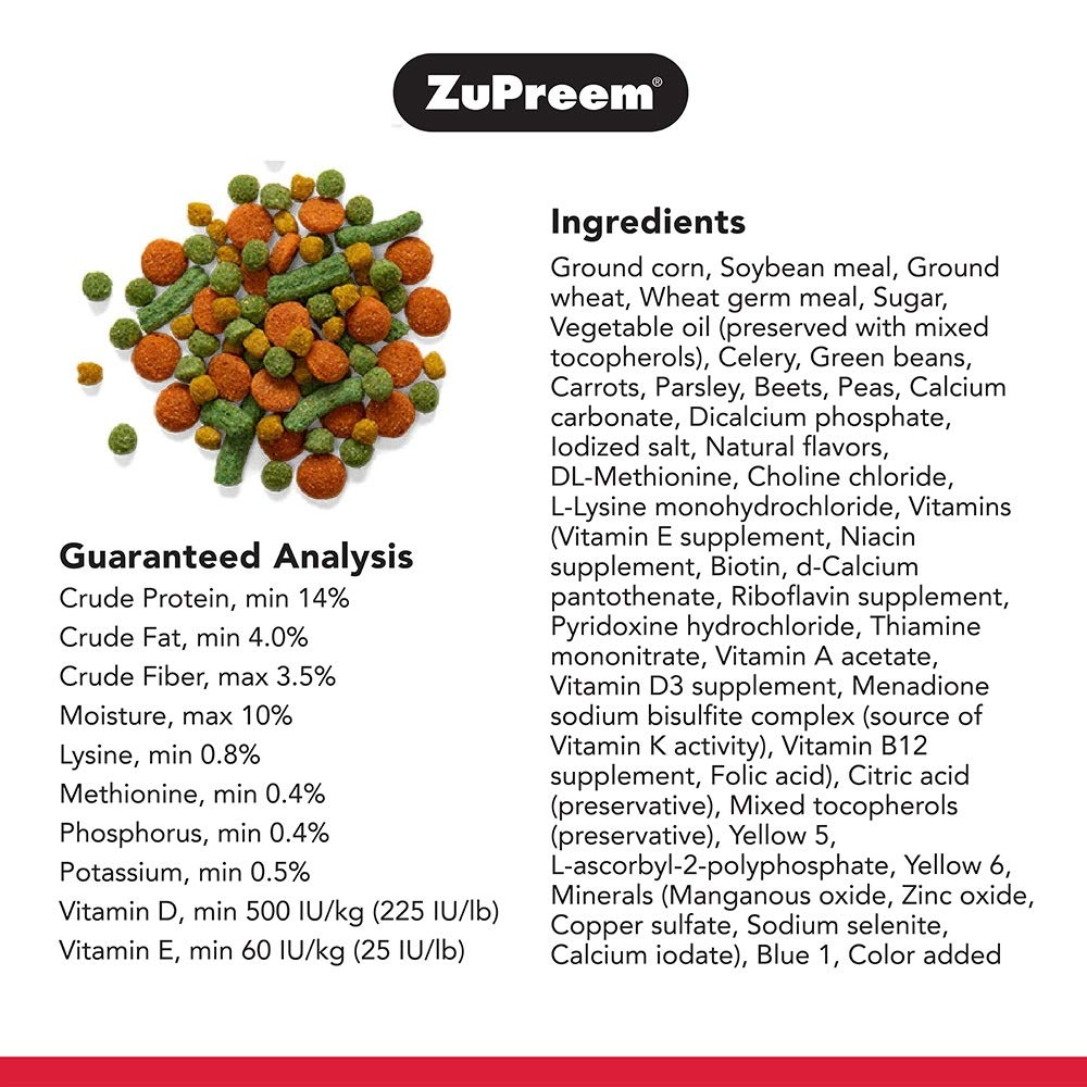 ZuPreem Smart Selects Bird Food, Daily Nutrition for Parrots, Conures, Caiques, African Greys, Eclectus, Small Cockatoos, Bird Feed Pellets & Seed Blend, Parrot Food, (Medium/Large, 4 lb bag)