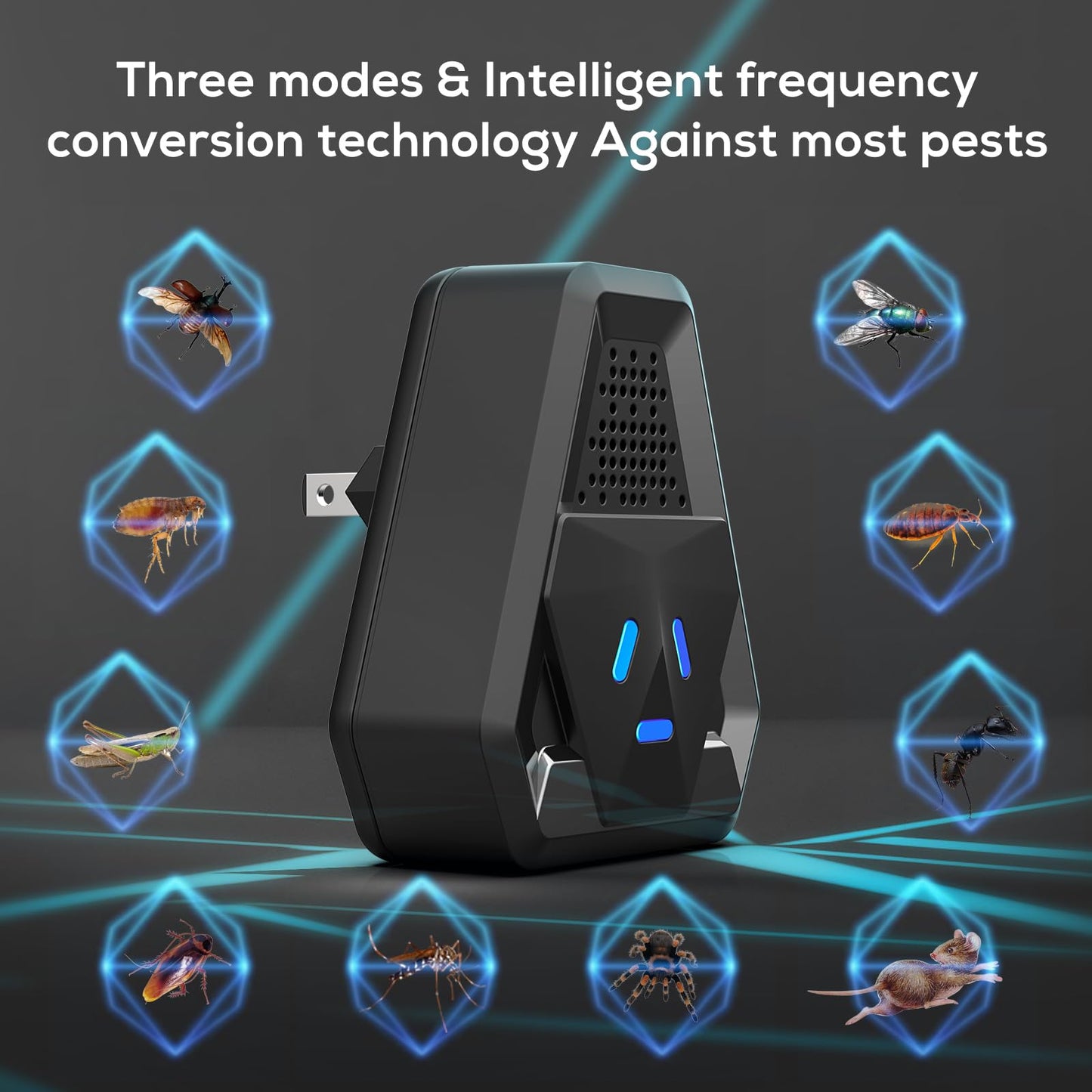 2025 Upgraded Ultrasonic Repeller & Insect Indoor Repeller,Ultrasonic and Repellent for Roach,Rodent,Mouse,Bugs,Mosquito,Mice,Spider,Ant,3 Mode Switching,6 Packs