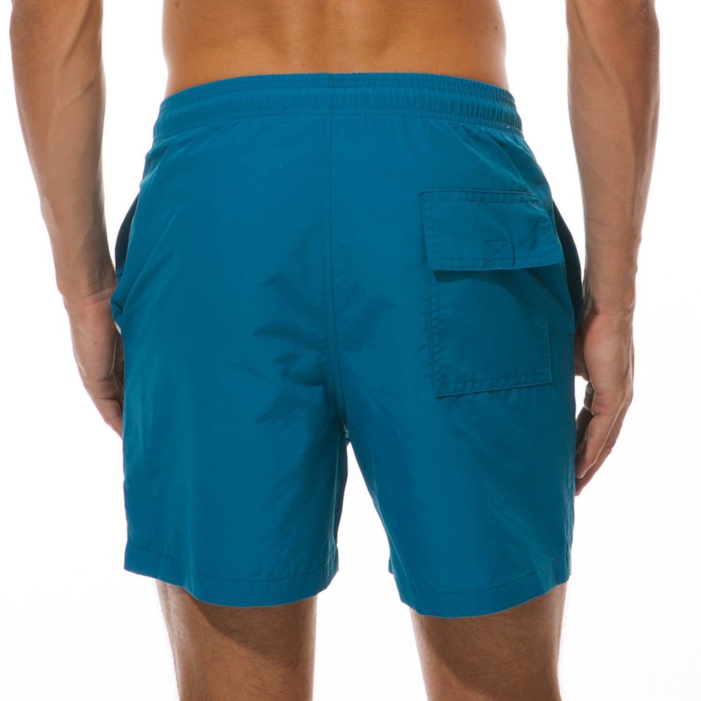 SILKWORLD Men's Swimming Surf Beach Shorts Mesh Liner(Small, Peacock Blue)