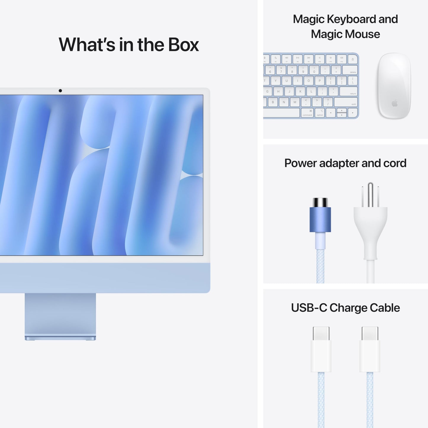 Apple 2024 iMac All-in-One Desktop Computer with M4 chip with 10-core CPU, 10-core GPU: Built for Apple Intelligence, 16GB Unified Memory, 256GB SSD Storage; Blue with AppleCare+ (3 Years)