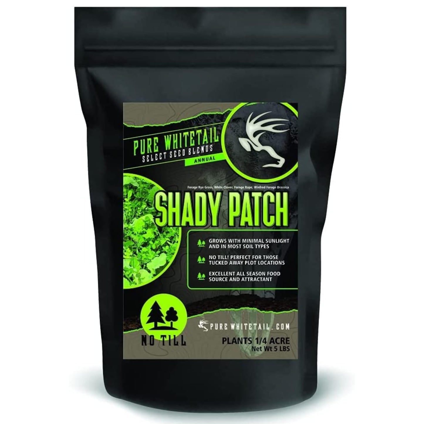 Shady Patch | All Year Deer Feeder | No Plow Food Plot Seed for Deer | Deer Food Plot Seed | White Clover Winfred Forage Brassica Rye Grass Rape Seeds| 5 lb Bags | 3-Pack