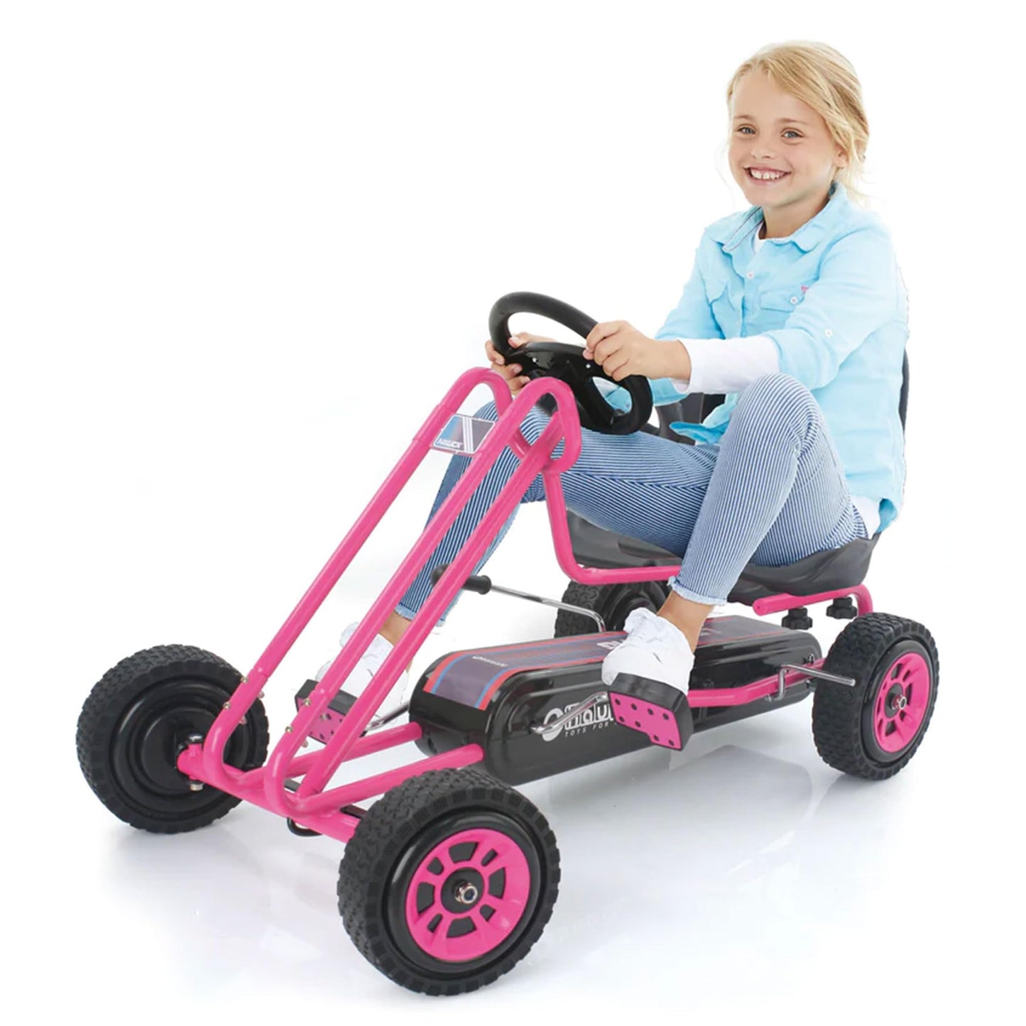 hauck Kids Pedal Go Kart, 4 Wheel Bike Cart, Ages 4-8, Lightning Ride, Race Green