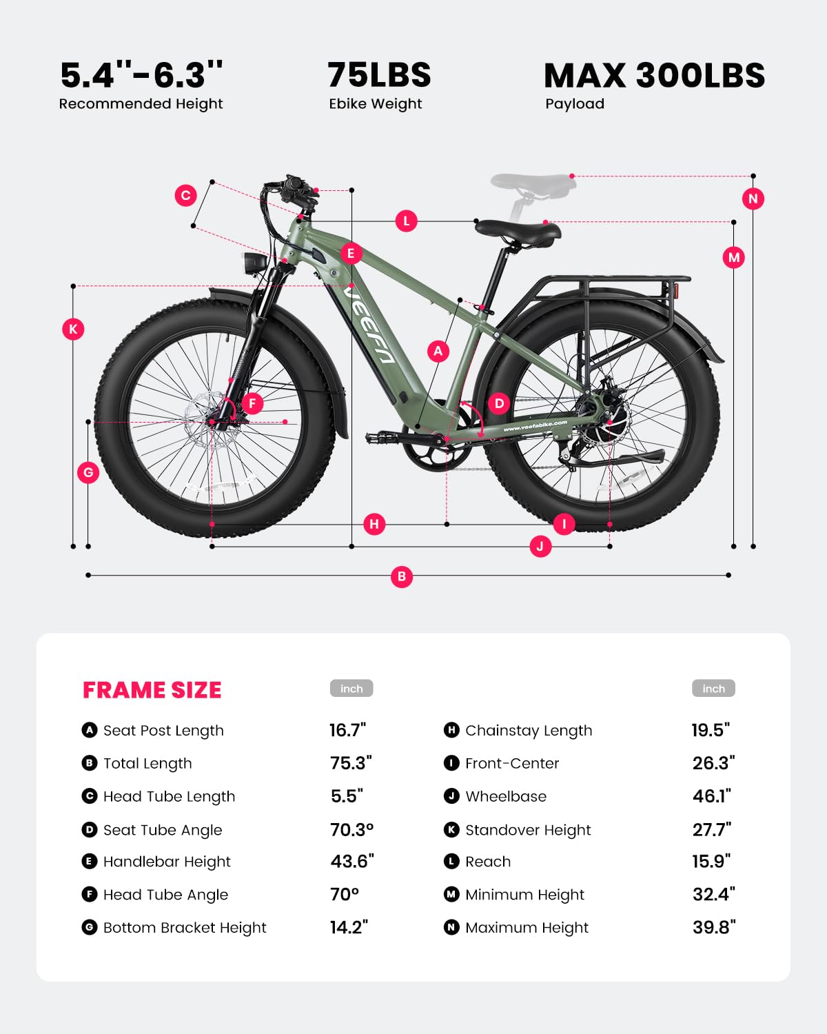 VEEFA Electric Bike 750W/Peak 1000W Motor 48V 13AH Removable Battery Electric Bicycle for Adults 26" x 4.0" Fat Tire Ebike 28MPH E Bike 7-Speed UL 2849 Certified