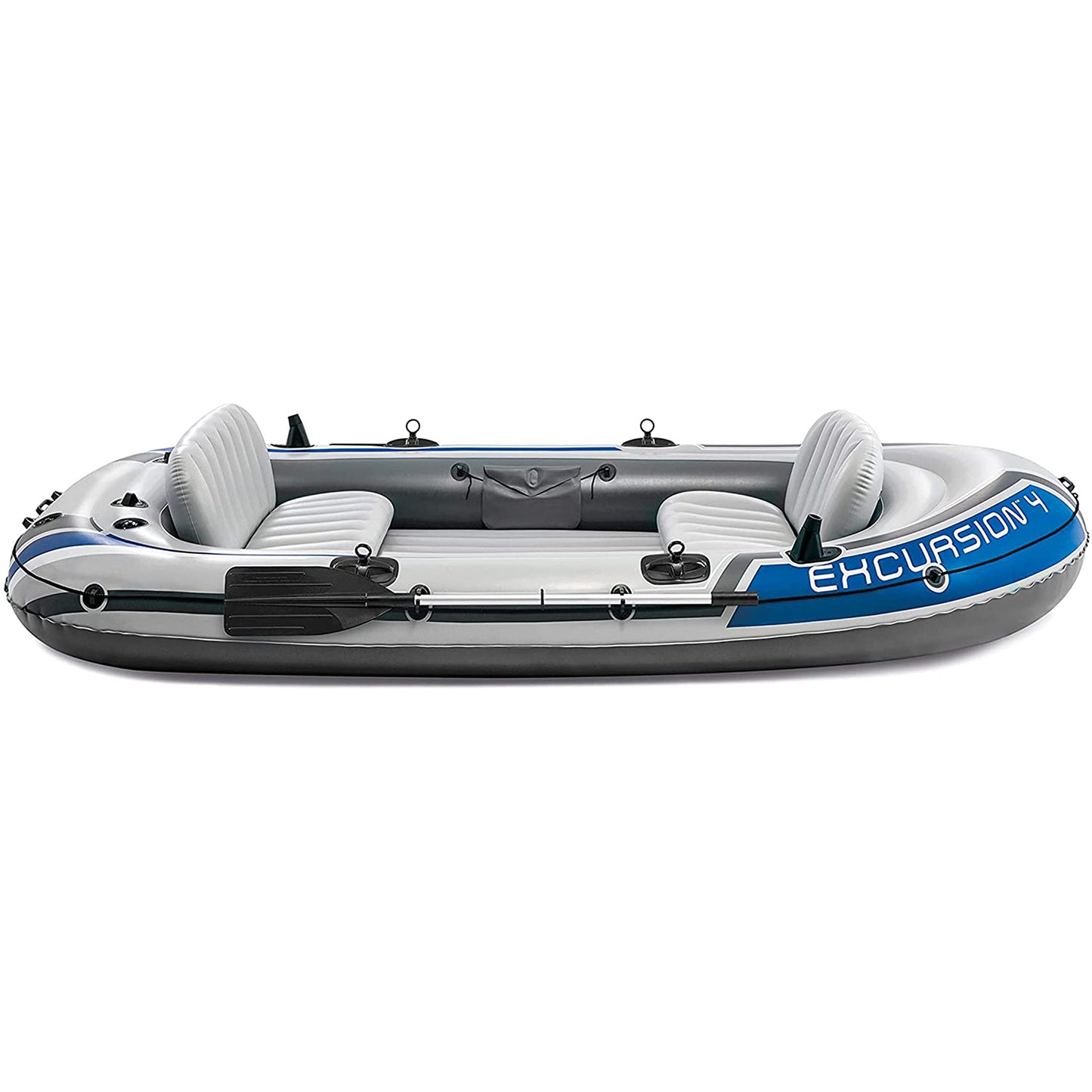 INTEX Excursion Inflatable Boat Series: Includes Deluxe 54in Boat Oars and High-Output Pump – SuperTough PVC – Adjustable Seats with Backrest – Fishing Rod Holders – Welded Oar Locks