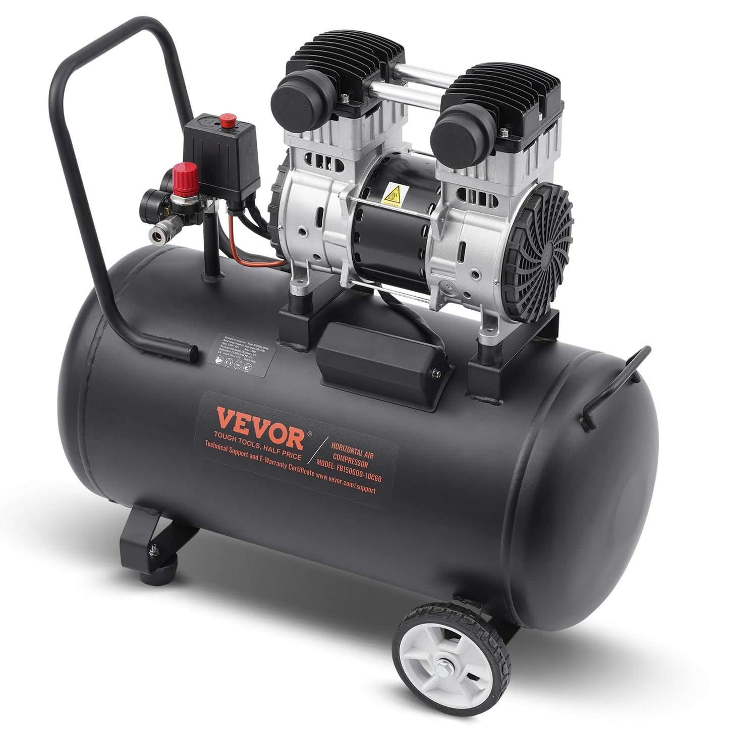 VEVOR 6.3 Gallon Air Compressor, 2 HP 3.35 CFM@90PSI Air Compressors with Max. 116PSI Pressure, Oil Free Compressor Tank for Auto Repair, Tire Inflation, Spray Painting, Woodwork Nailing