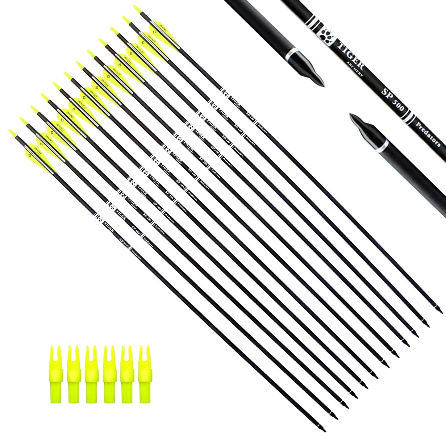 30Inch Carbon Arrow Practice Hunting Arrows with Removable Tips for Compound & Recurve Bow(Pack of 12)
