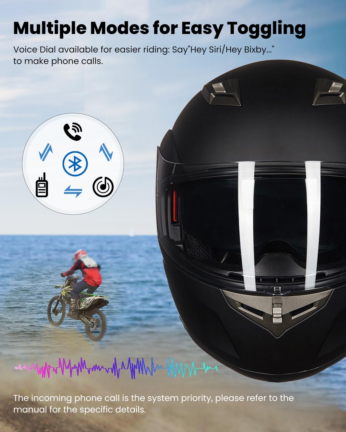 ILM Bluetooth Integrated Modular Flip up Full Face Motorcycle Helmet Sun Shield Mp3 Intercom Model 953/953 PRO