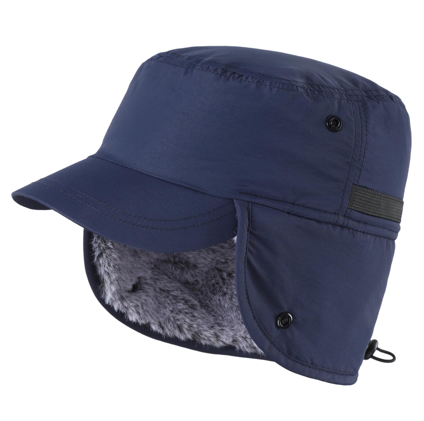 Connectyle Men's Winter Hat with Visor Warm Earflaps Hat Fully Lined Faux Fur Baseball Cap Trapper Hunting Hats