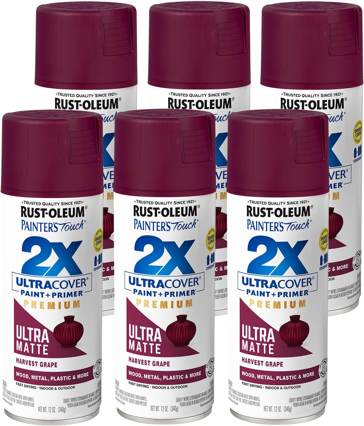 Rust-Oleum 331182 Painter's Touch 2X Ultra Cover Spray Paint, 12 oz, Ultra Matte Black