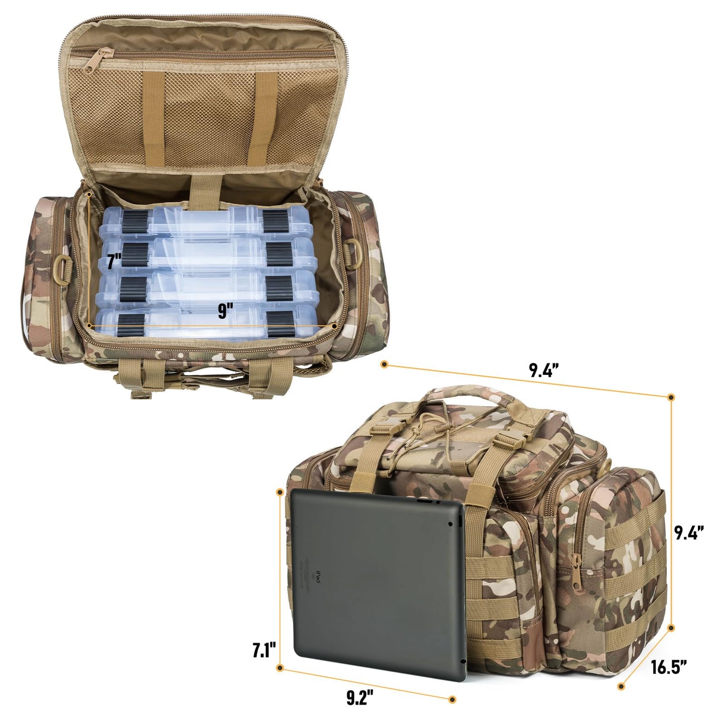 Dr.Fish Fishing Tackle Bag 5 Boxes with 60 Lures Included Loaded Stocked Tackle Box Set Spinner Lures Kit Freshwater Gear Equipment