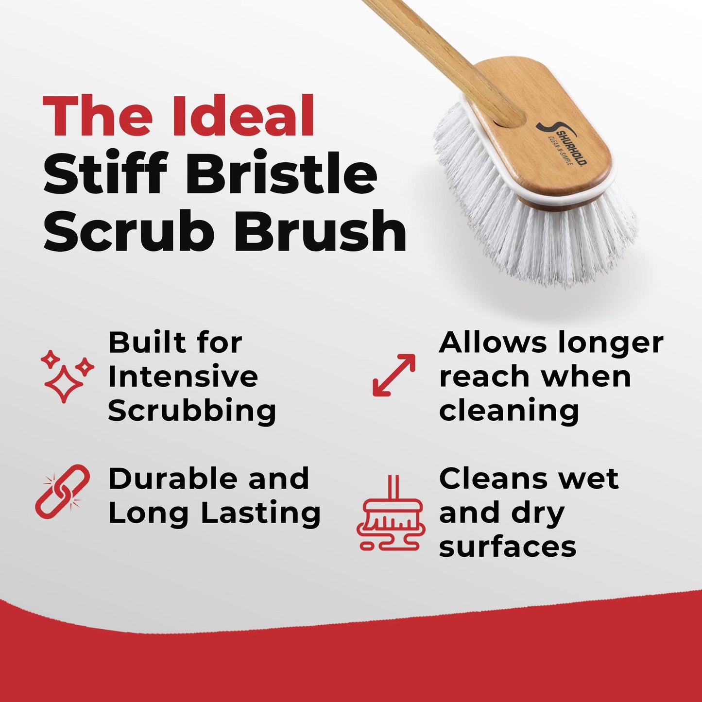 Shurhold 1960 Marine Mate 6 Inch Soft Bristle Brush with 48 Inch Handle