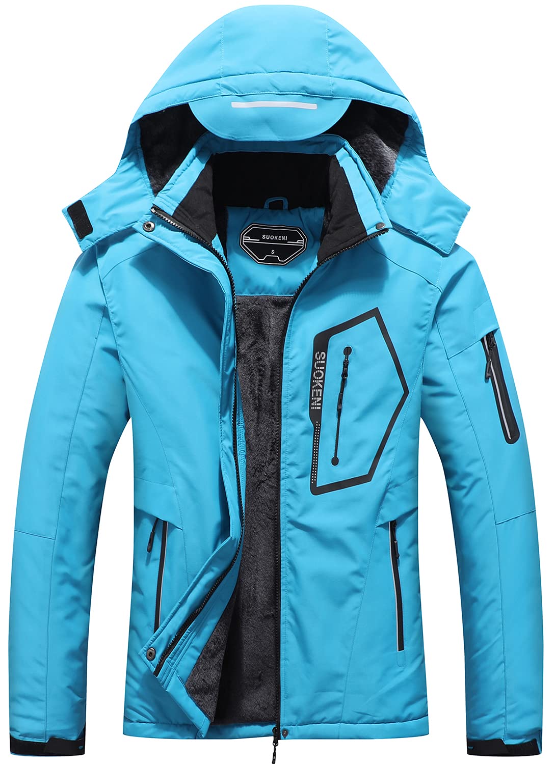 SUOKENI Women's Waterproof Warm Winter Snow Coat Hooded Raincoat Ski Snowboarding Jacket