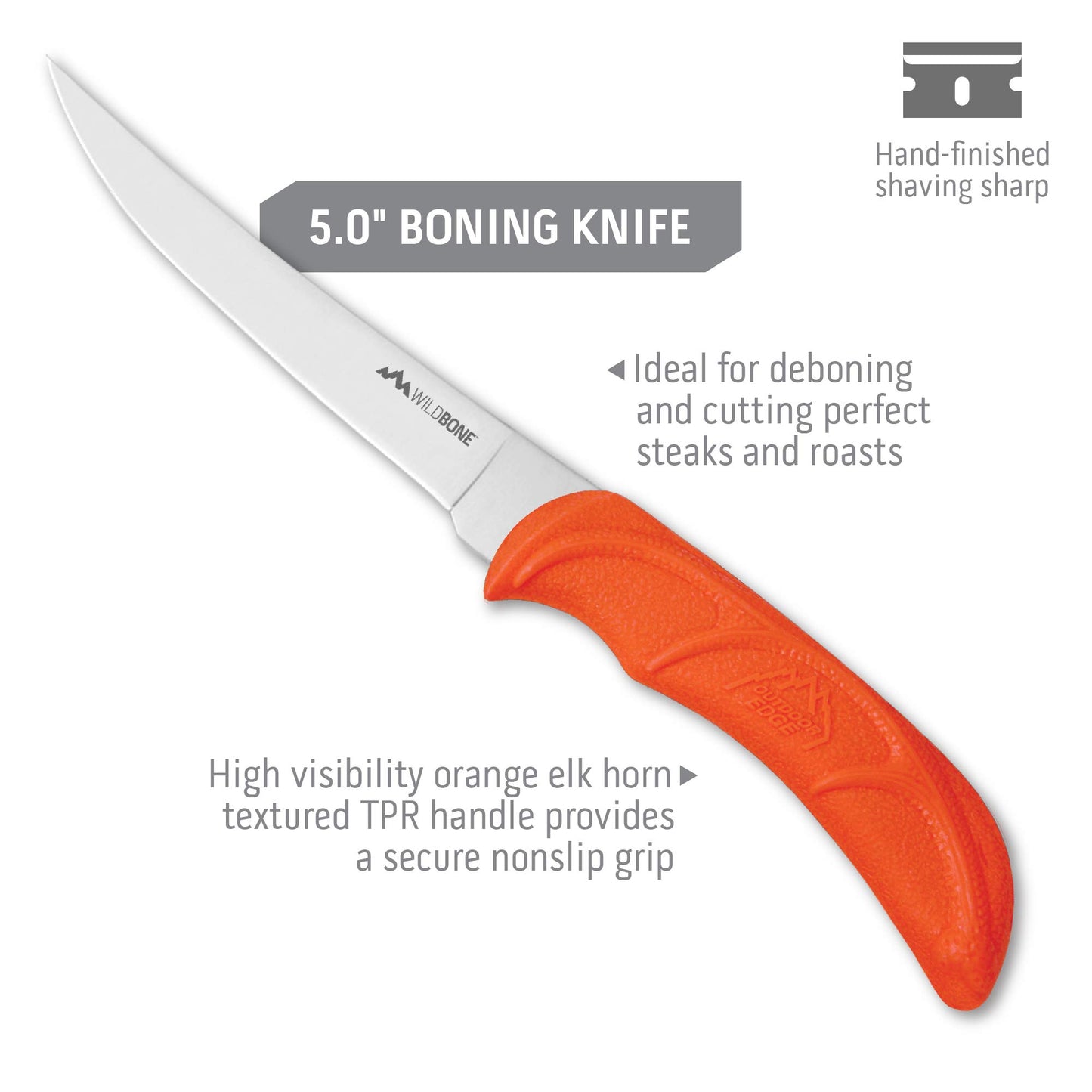 Outdoor Edge WildLite - 6-Piece Field to Freezer Hunting & Game Processing Knife Set with Gut Hook Knife, Caping Knife - Hunting Knives for Gutting Deer with Case - Deer Hunting Accessories