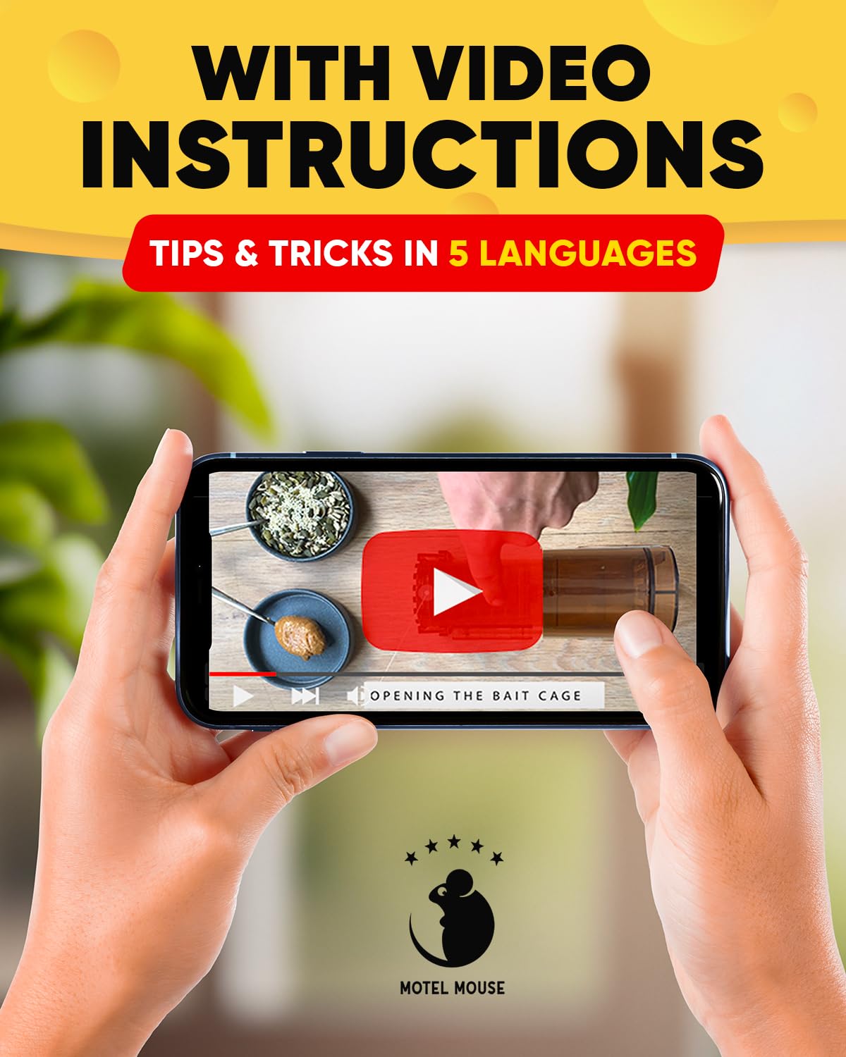 Motel Mouse Humane No Kill Live Catch and Release Mouse Traps, Reusable with Cleaning Brush - 4 Pack