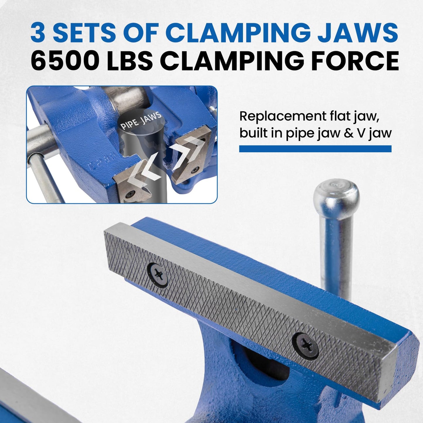 Forward DT08125A 5-Inch Heavy Duty Bench Vise 360-Degree Swivel Base and Head with Anvil (5", Ductile Iron)