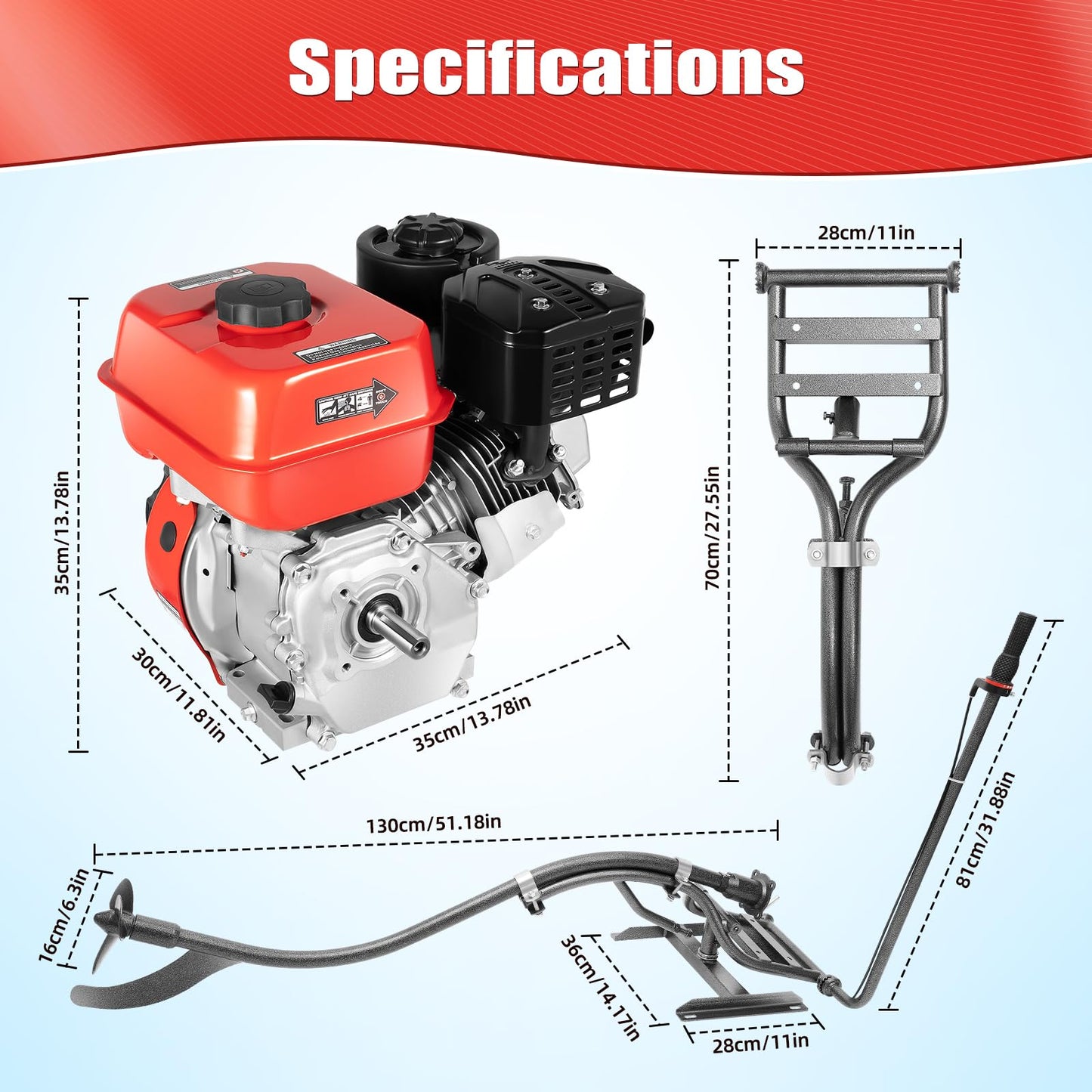 Outboard Motor, Heavy Duty Fishing Boat Engine Manual Start Kayak Motor w/Air-cooling & TCI Ignition System for yachts, kayaks, Wooden Boats, Foam Boats, Rubber Boats, etc. (196CC 7.5HP 4Stroke)