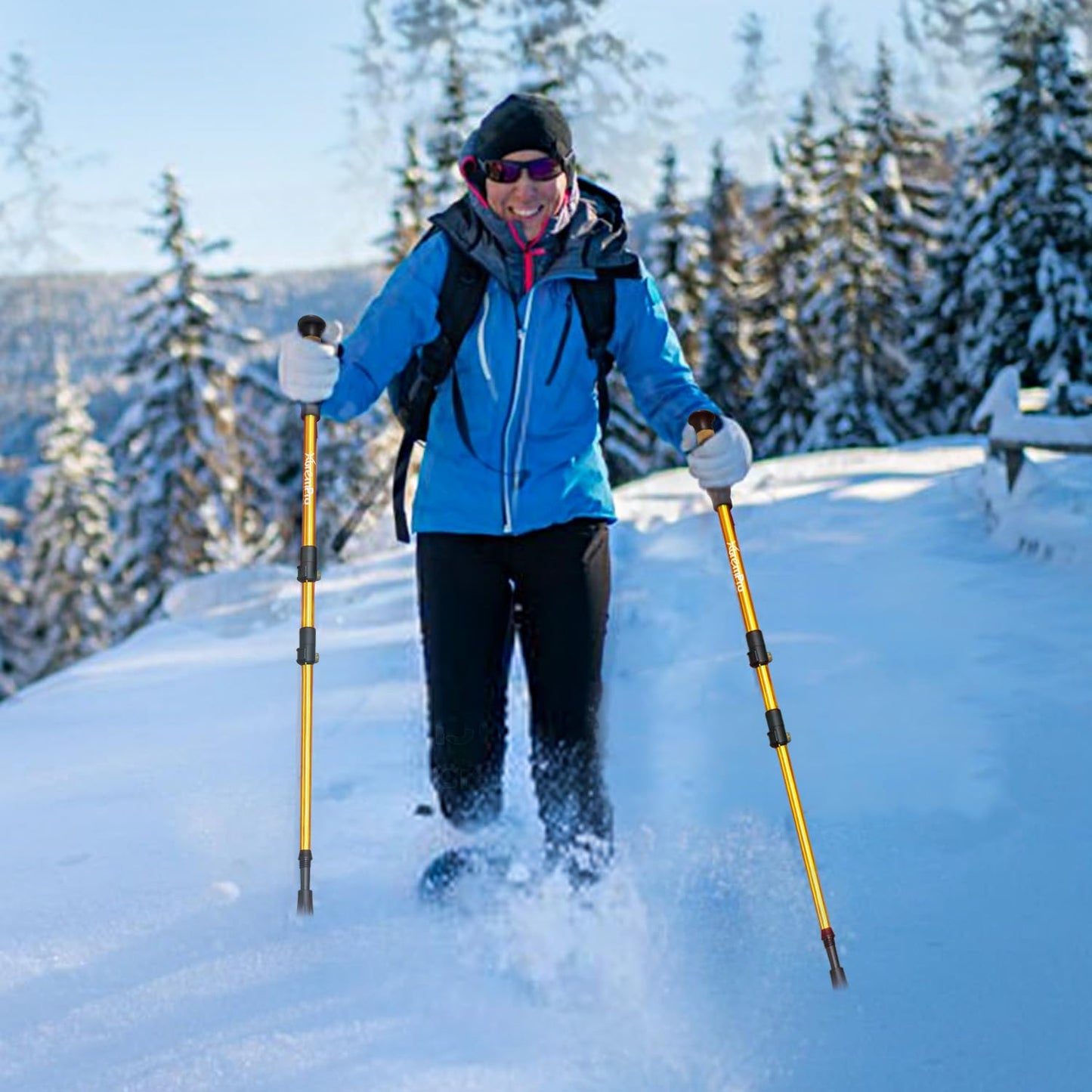 Xtrempro Snowshoes Snow Terrain Lightweight Ergonomic Design Lightweight Aluminum Alloy with 13 Point Crampons 120/160/210/300 lbs. Capacity- 21"/25"/30”/36" (Gold, 21)
