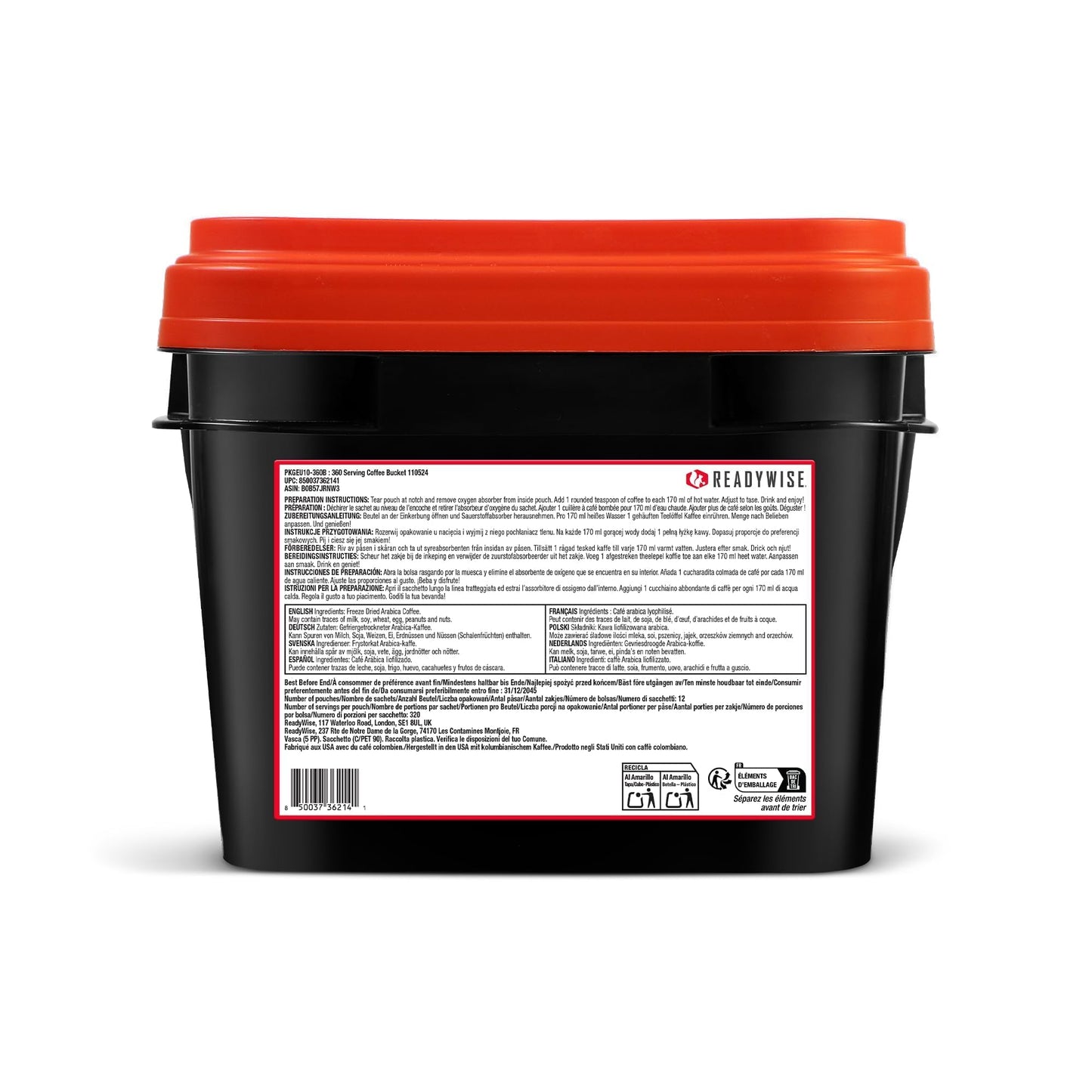 READYWISE - Emergency Food Supply Bucket, 120 Servings, MRE Meal Food Supply, Premade, Freeze Dried Survival Rations for Hiking, Adventure & Camping Essentials, Individually Packaged, 25 Year Shelf Life
