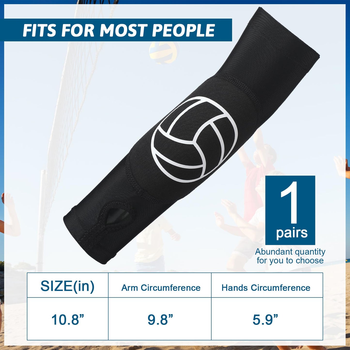 Minatee Volleyball Arm Sleeves Passing Hitting Forearm Sleeves with Protection Pads and Thumb Hole for Youth Girls Kids Women(1 Pair,12 Inch)