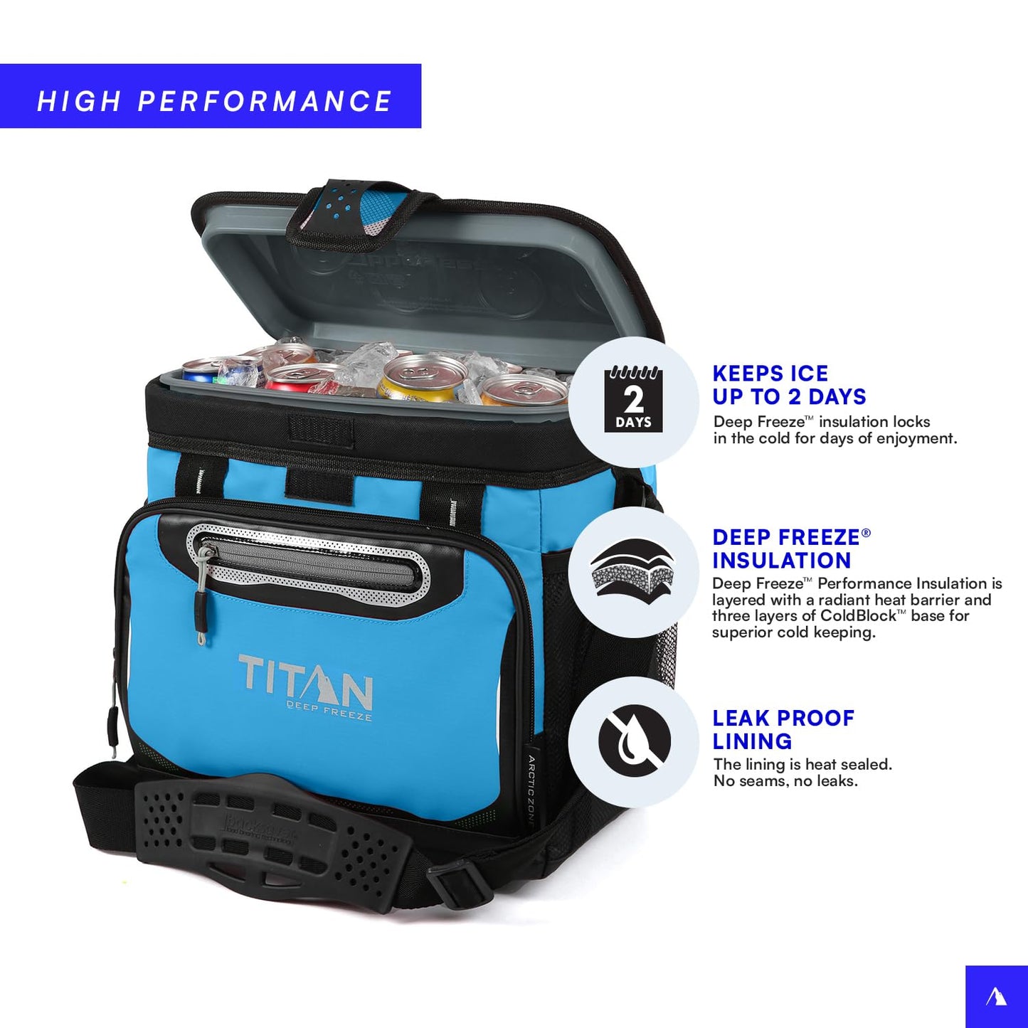 Titan Deep Freeze Cooler Zipperless Hardbody Cooler - Deep Freeze Insulation, HardBody Liner, and SmartShelf
