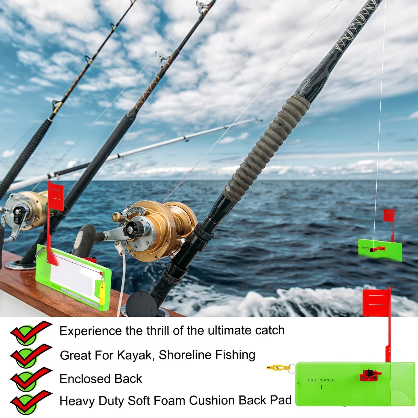2 Pack Planer Boards for Fishing Trolling 8 x 3 Inches Off Shore Crappie Planer Boards Kits with Flag Fishing Accessory for Inshore Offshore Trolling Dragging