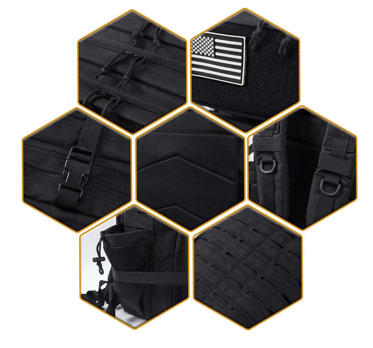 QT&QY 25L/35L/45L Military Tactical Backpack For Men Molle Daypack 3 Day Bug Out Bag Hiking Rucksack With Bottle Holder