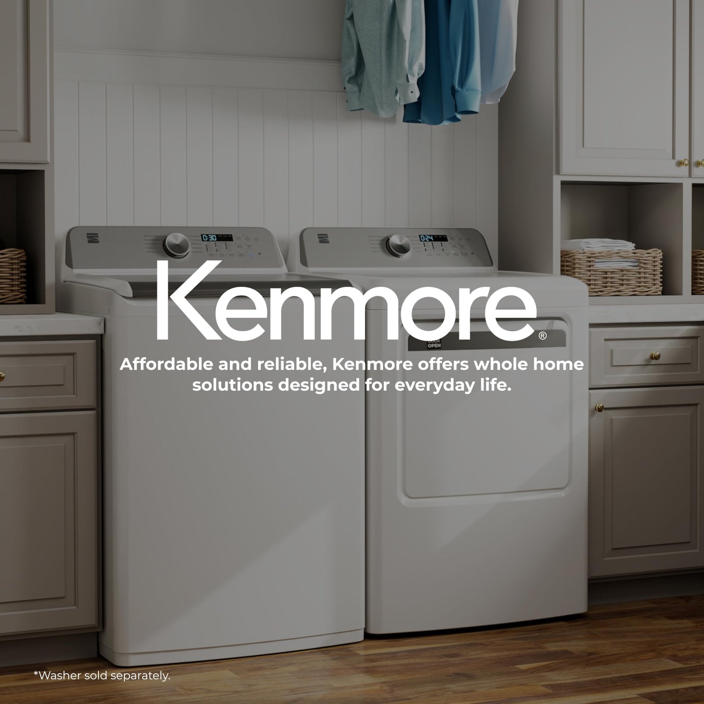 Kenmore 7.0 cu. ft. Front Load Gas Dryer-with Guard to Reduce Wrinkles & Static-Sanitize and Smart Sensor Drying-LED, White