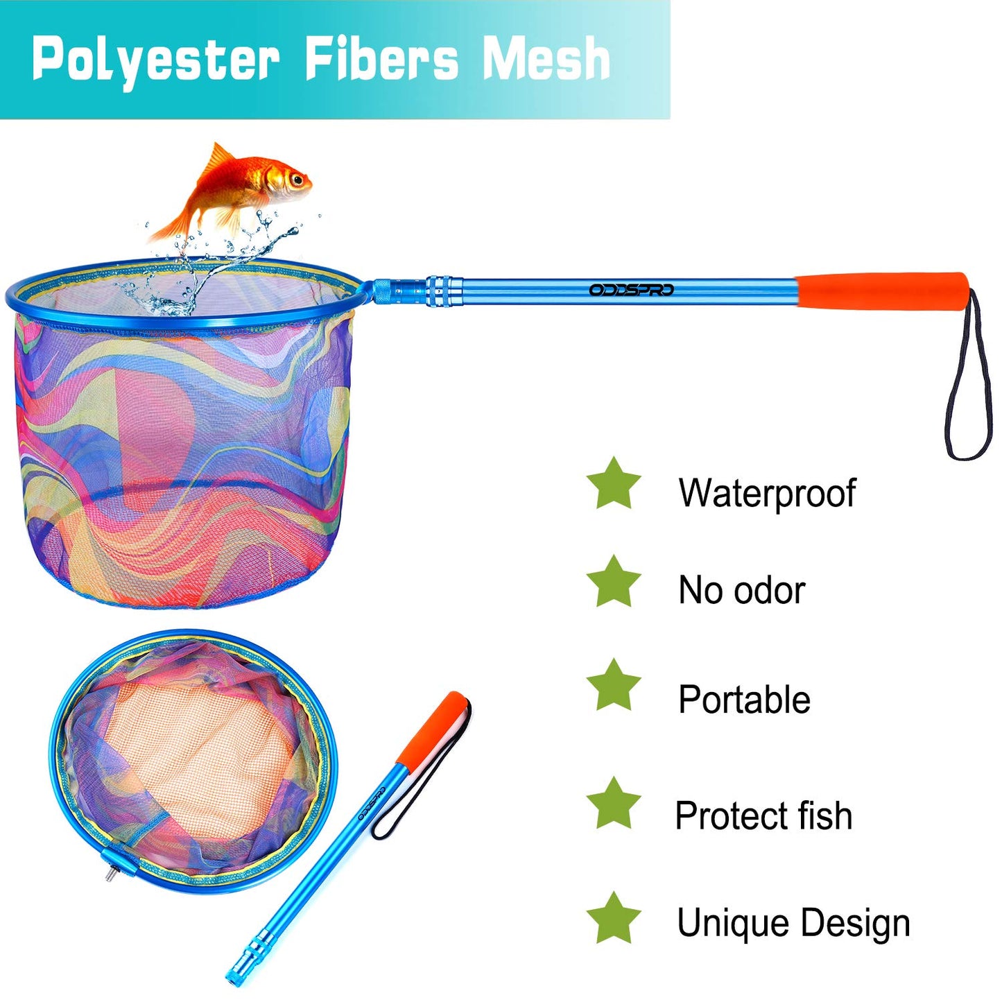 Kids Fishing Net - Telescoping Bait, Minnow, and Butterfly Net With 11.4" Depth, Handle Extends to 30" for Easy Catch and Release