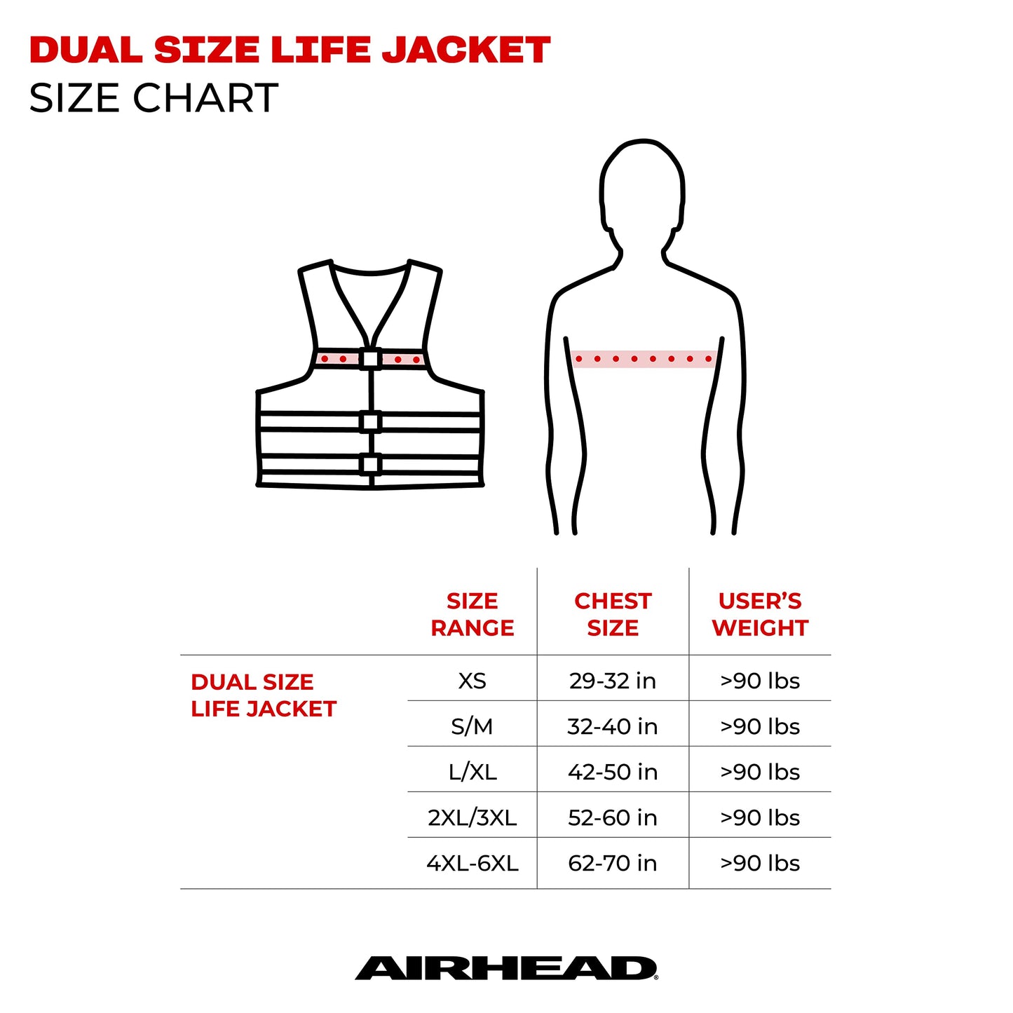 Airhead Trend Life Jacket, Coast Guard Approved, Men's, Women's and Youth Sizes