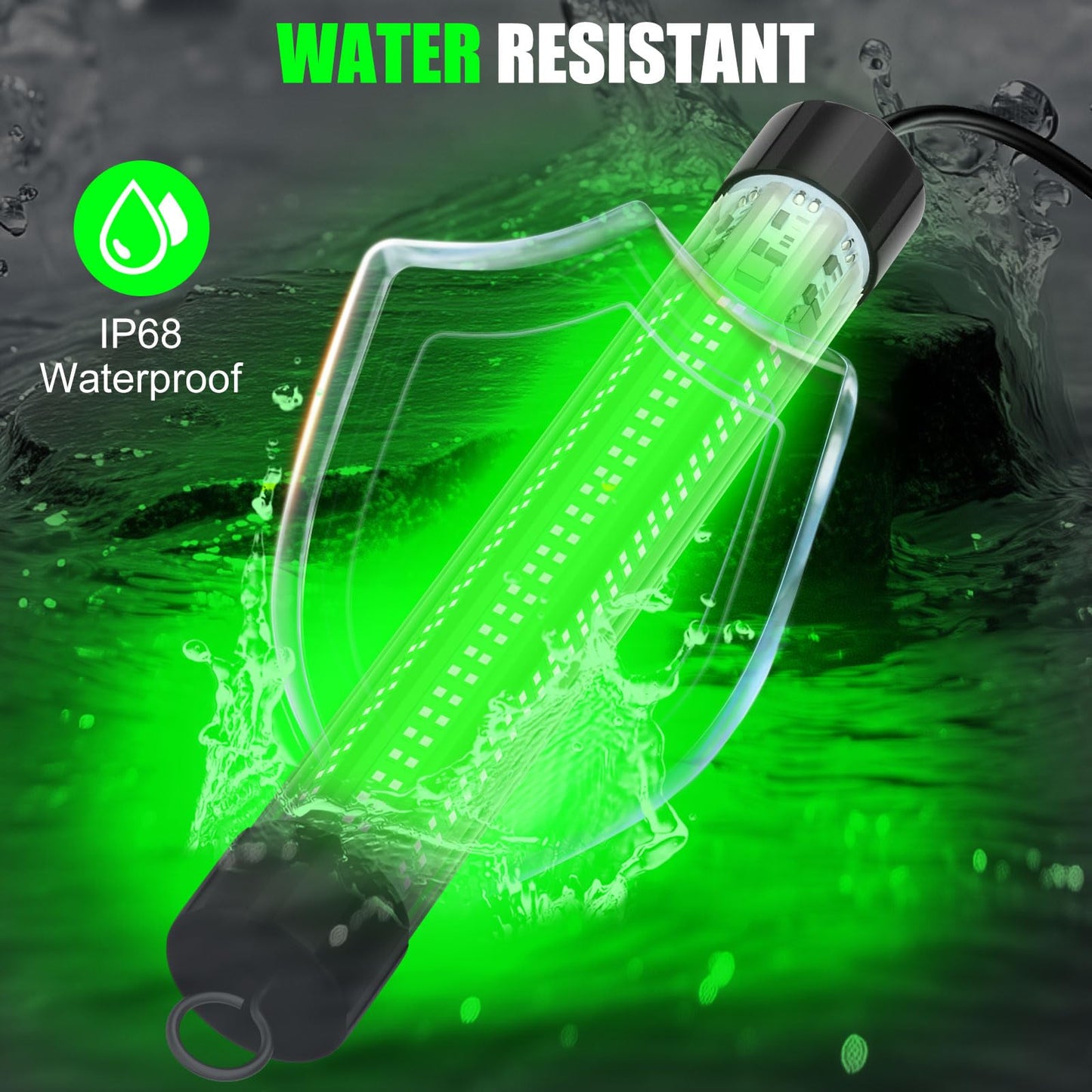 Underwater Fishing Light Compatible for Milwaukee 18V Battery,LED Green Light for 30W IP68 3000 Lumens Fish Attracting, Night Fishing for Docks Boats or Kayaks(no Battery)
