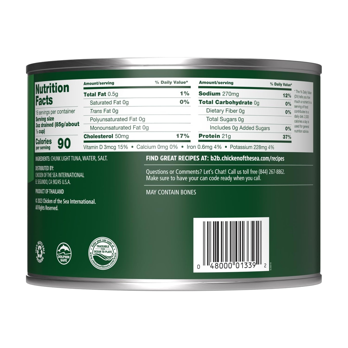 Chicken of the Sea Chunk Light Tuna in Water, 5 Ounce Cans (Pack of 10), Wild Caught Canned Tuna