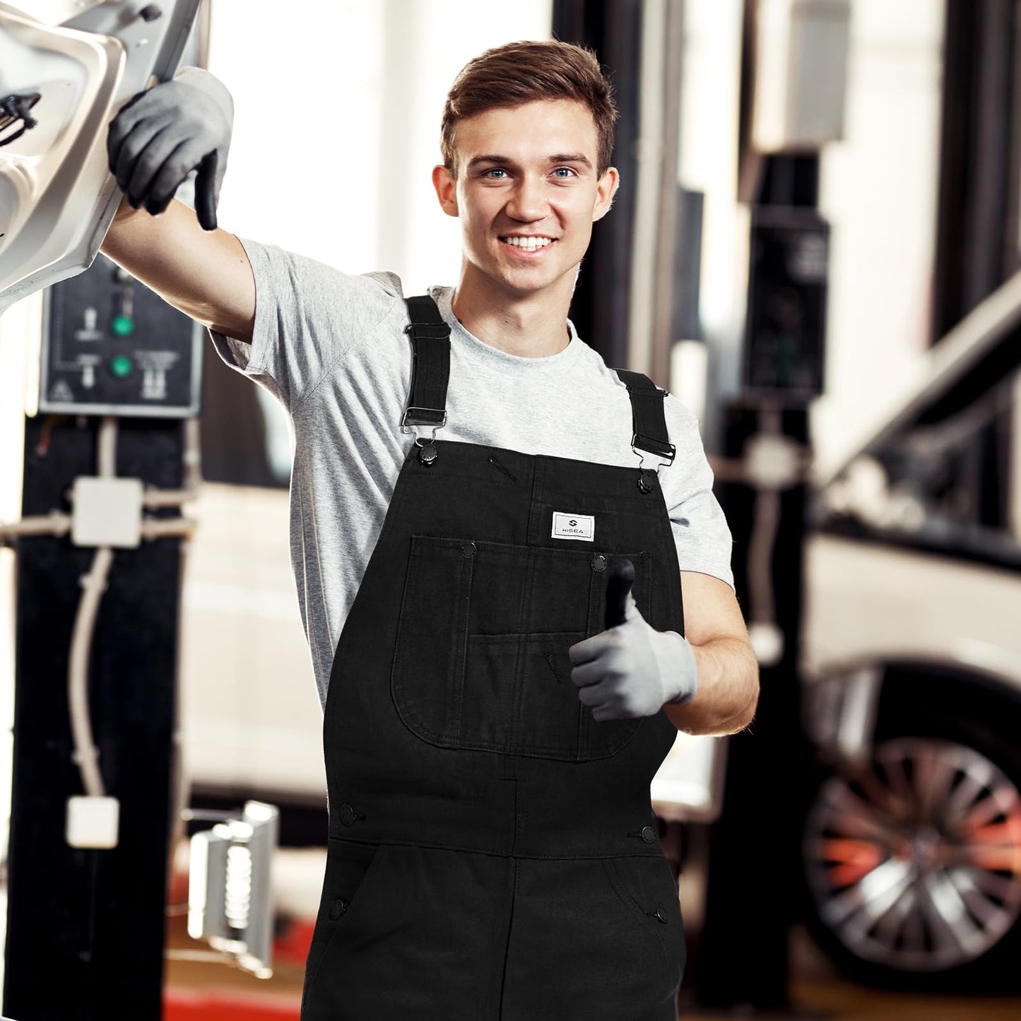 HISEA Men's Relaxed Fit Duck Bib Overall with Adjustable Straps and Convenient Tool Pockets