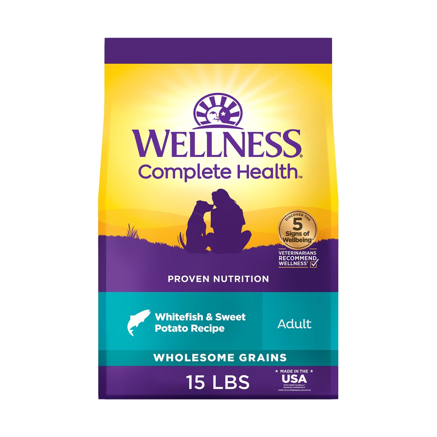 Wellness Complete Health Dry Dog Food, Wholesome Grains, Natural, Lamb & Barley Recipe, (30-Pound Bag)