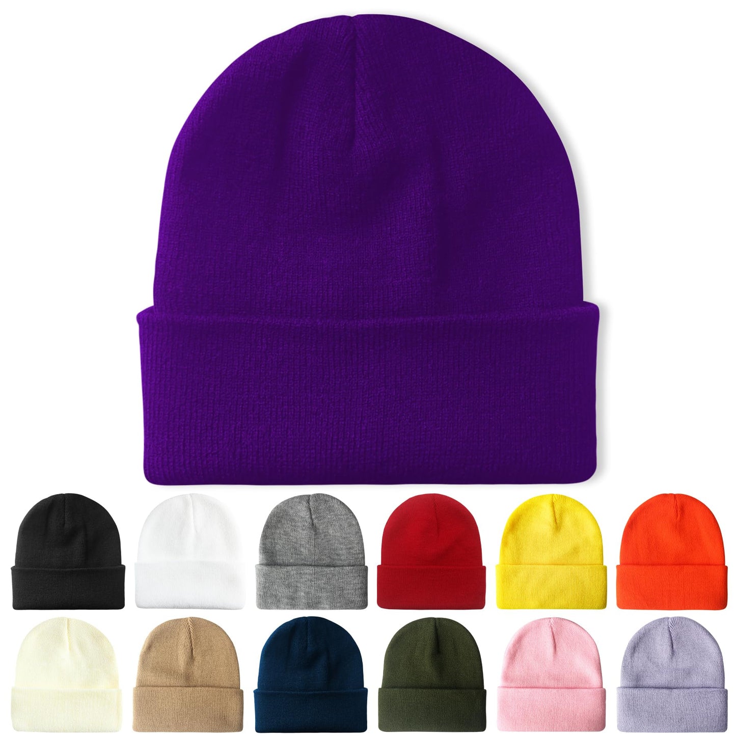 PFFY Beanie for Men Women Unisex Knit Cuffed Plain Winter Beanies Hats Skull Cap