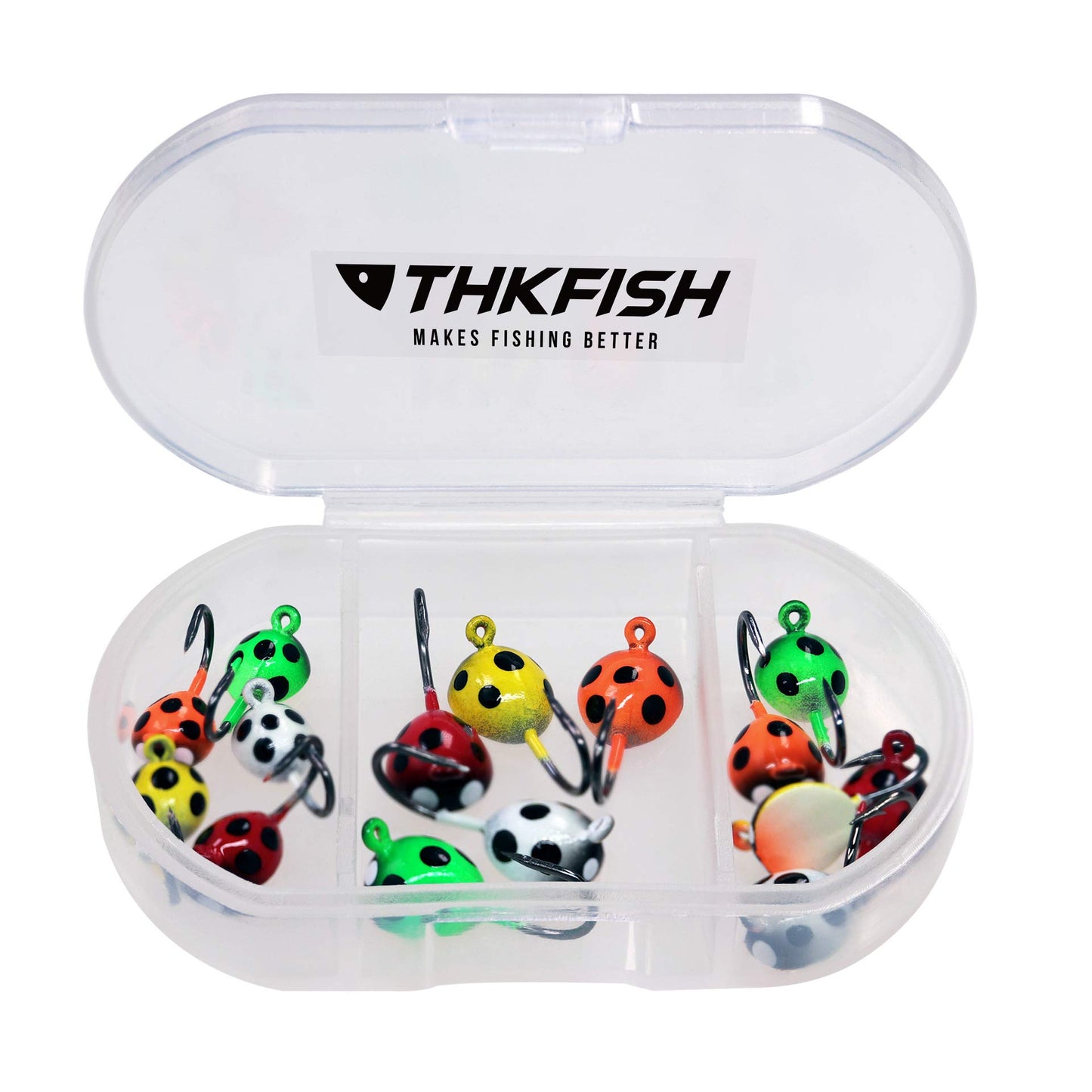 THKFISH Ice Fishing Jigs Kit, Jigs Heads for Ice Fishing Gear, Ice Fishing Lures for Panfish, Crappie, Walleye, Perch, Trout and Bluegill 18/40/70pcs
