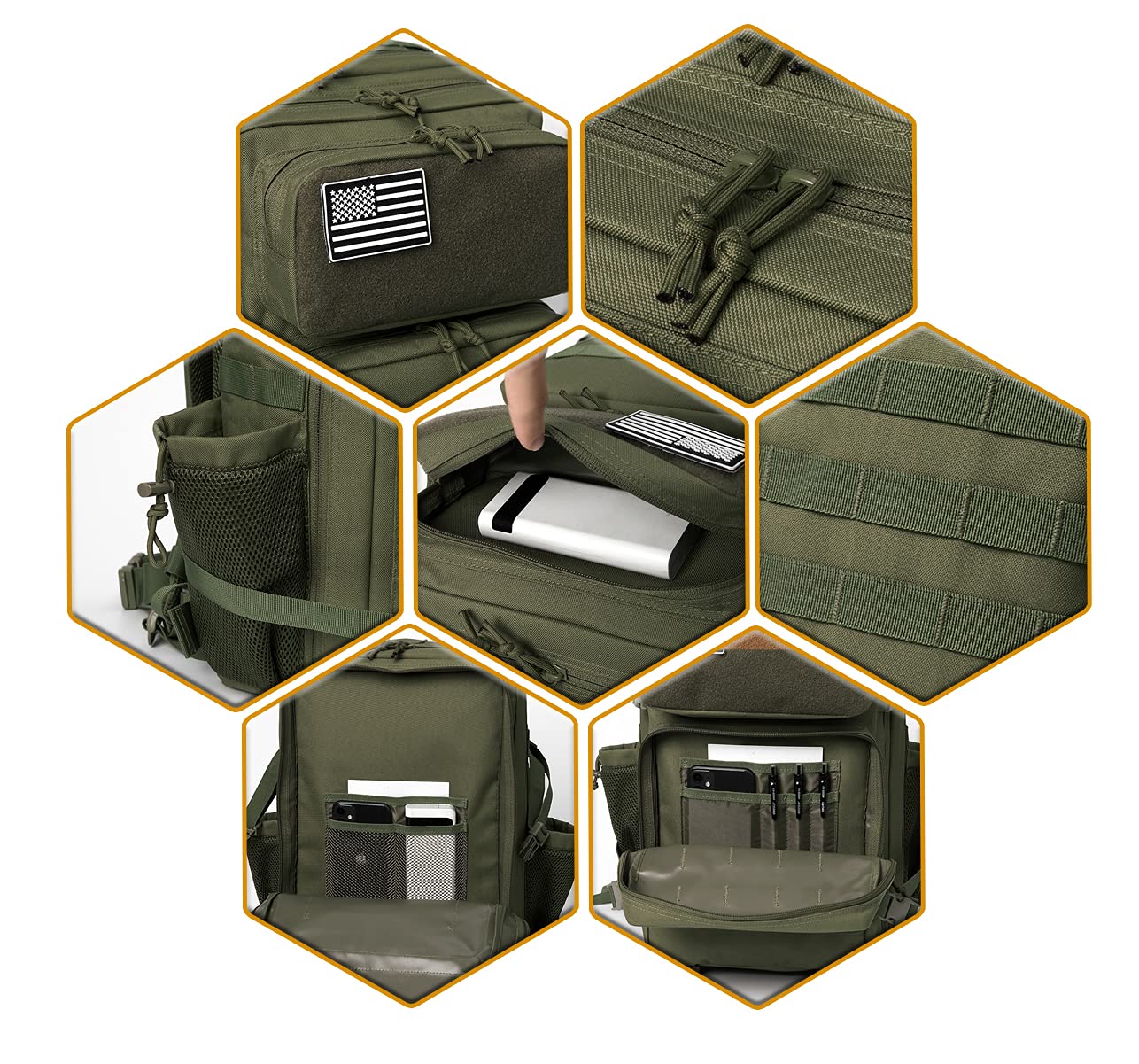 QT&QY 25L/35L/45L Military Tactical Backpack For Men Molle Daypack 3 Day Bug Out Bag Hiking Rucksack With Bottle Holder