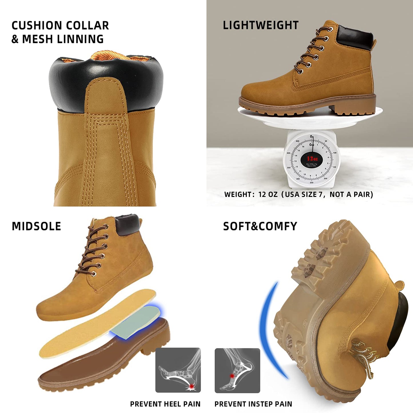 Women's Work Boots Hiking - Waterproof Outdoor Construction Motorcycle Combat