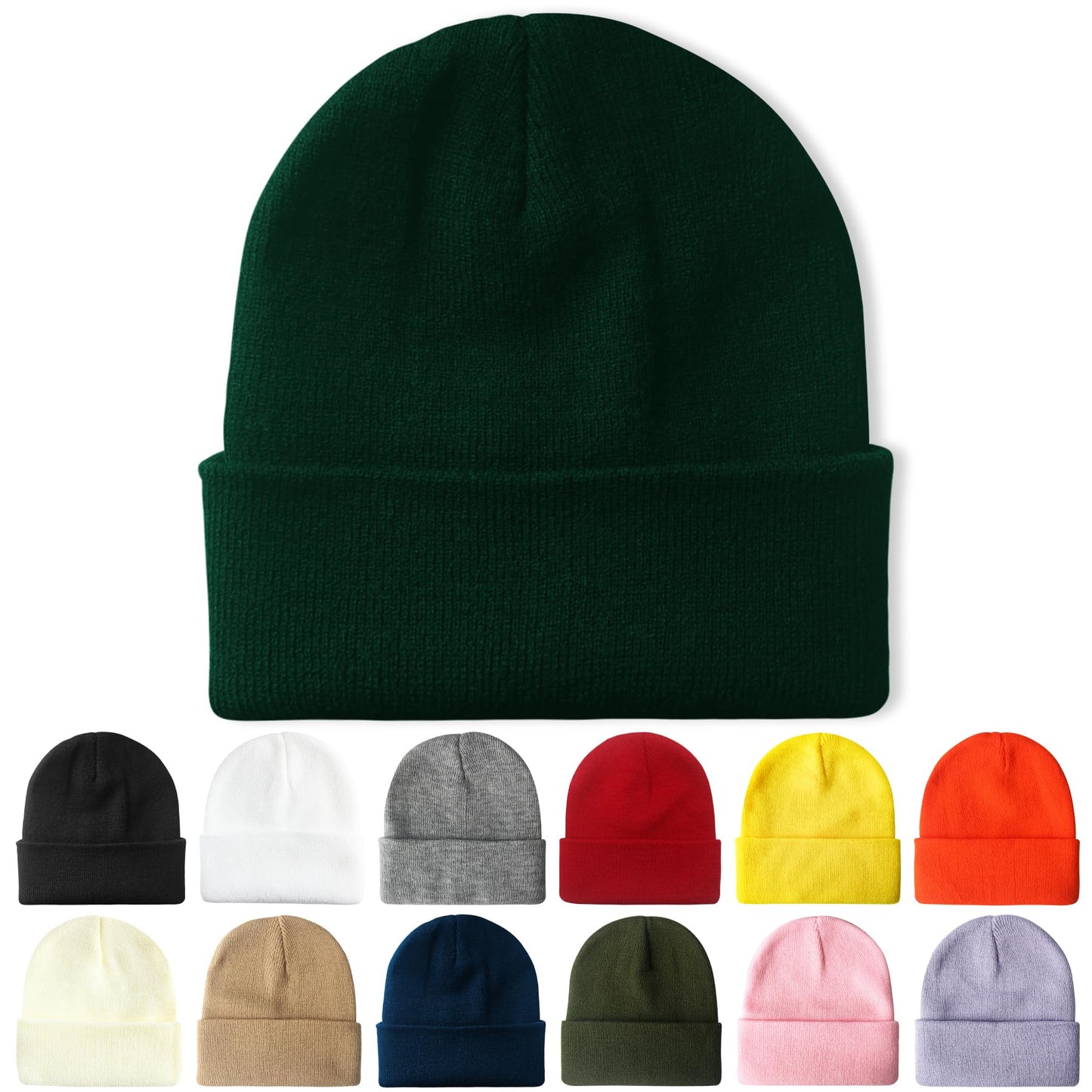 PFFY Beanie for Men Women Unisex Knit Cuffed Plain Winter Beanies Hats Skull Cap