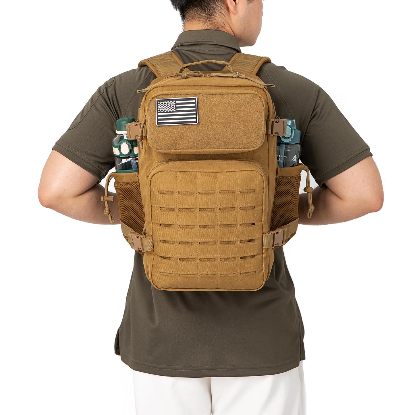 QT&QY 25L/35L/45L Military Tactical Backpack For Men Molle Daypack 3 Day Bug Out Bag Hiking Rucksack With Bottle Holder