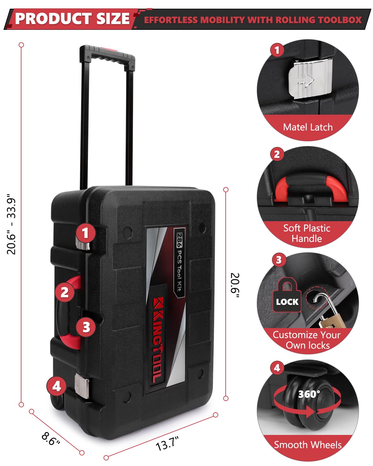 KingTool 325 Piece Home Repair Tool Kit, General Home/Auto Repair Tool Set, Toolbox Storage Case with Drawer, General Household Tool Kit - Perfect for Homeowner, Diyer, Handyman