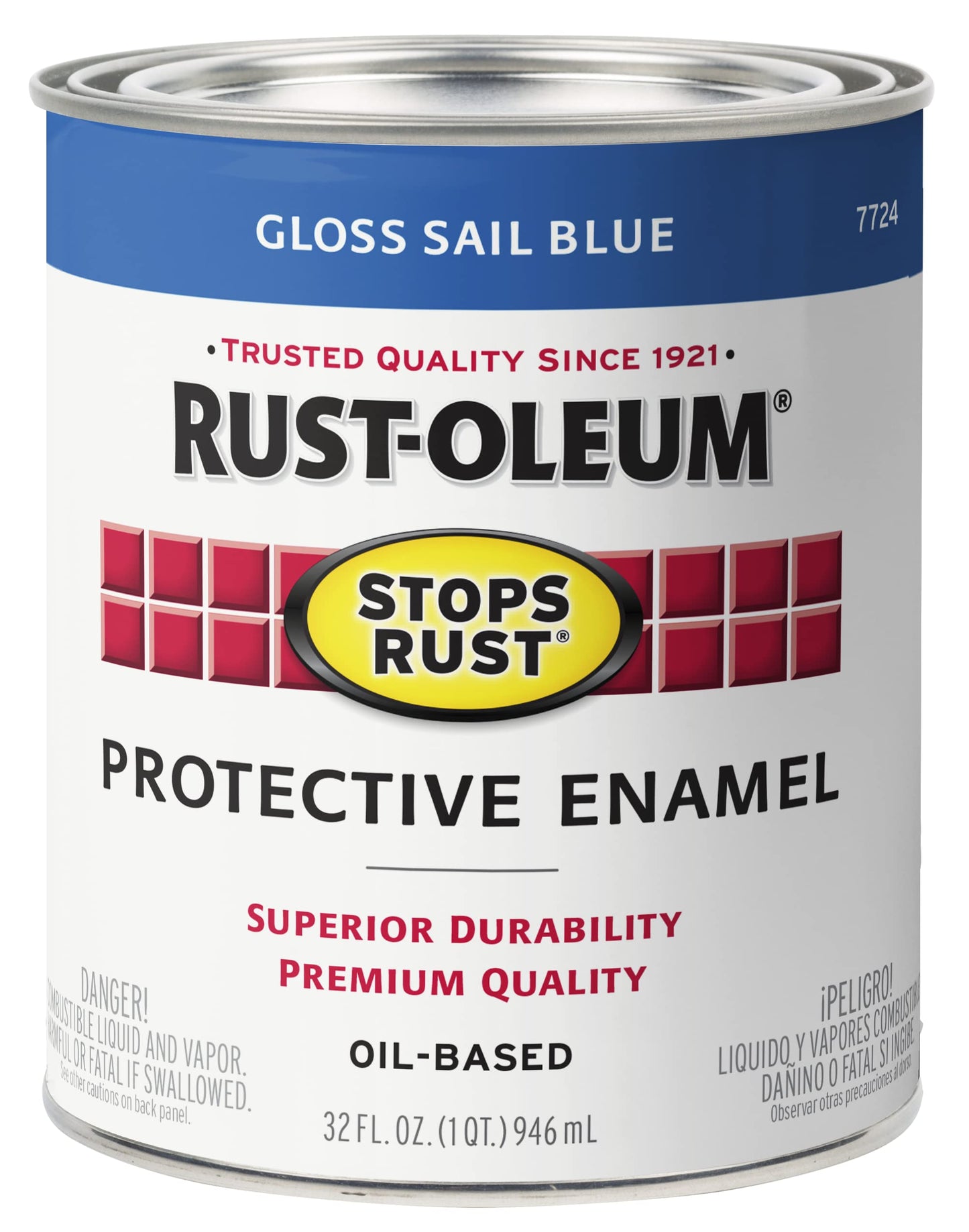 Rust-Oleum 7779502 Stops Rust Brush On Paint, Quart, Gloss Black, 32 Fl Oz (Pack of 1)