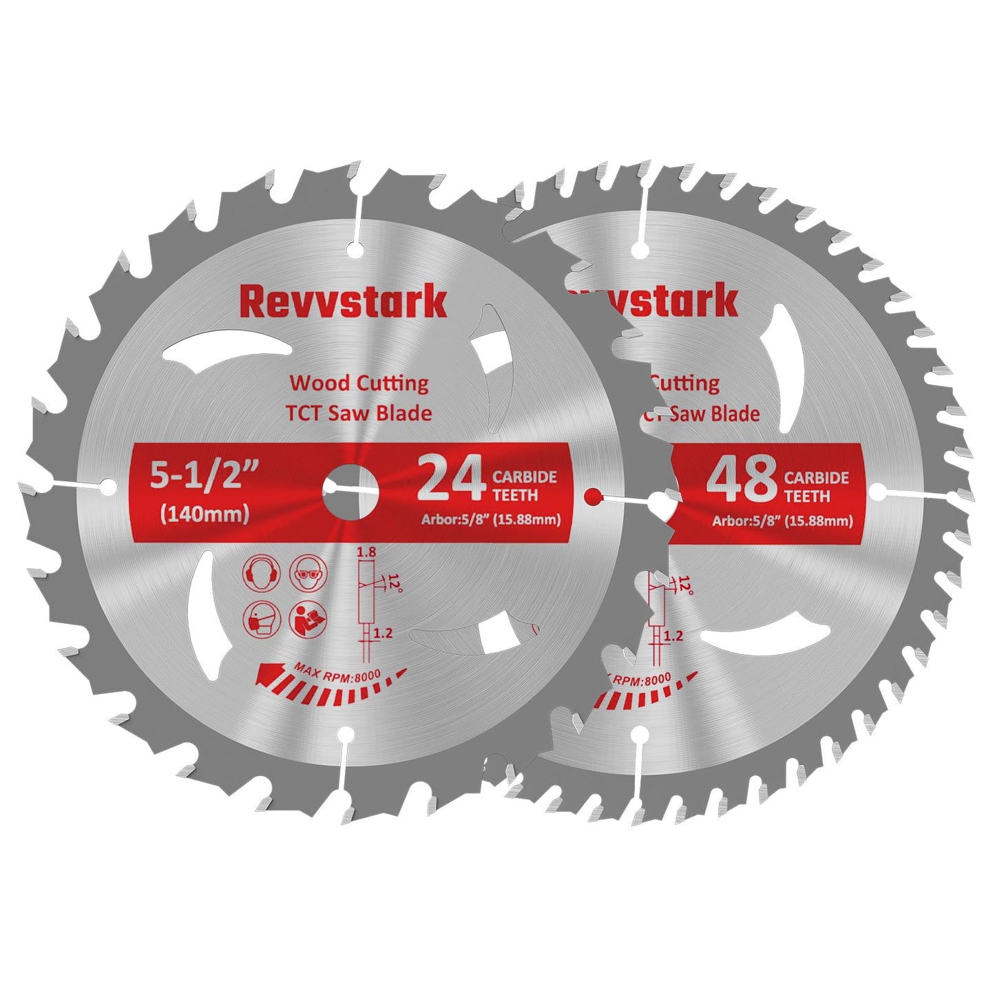 Circular Saw Blade 6-1/2" 24T&60T, Carbide Tipped Teeth, TCT Saw Blades for Cutting Various Wood, Plastic and Composite Materials, 5/8" Arbor, Fit Dewalt Craftsman Ryobi Milwaukee