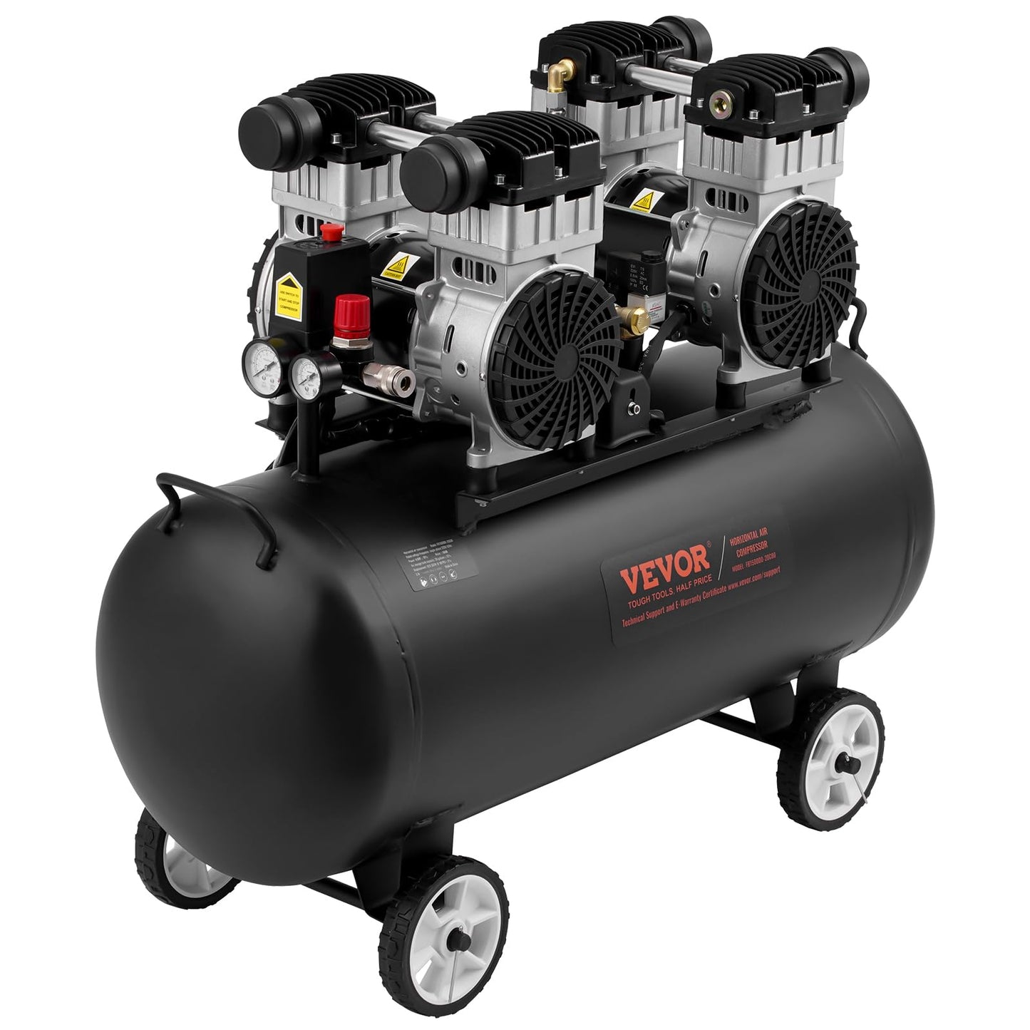 VEVOR 6.3 Gallon Air Compressor, 2 HP 3.35 CFM@90PSI Air Compressors with Max. 116PSI Pressure, Oil Free Compressor Tank for Auto Repair, Tire Inflation, Spray Painting, Woodwork Nailing