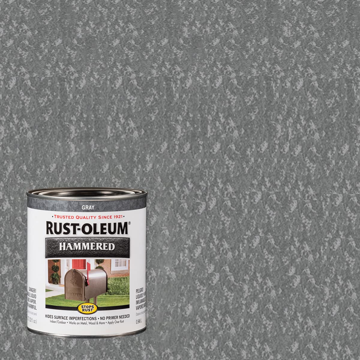 Rust-Oleum 7215502 Stops Rust Hammered Finish Brush Paint, Quart, Black
