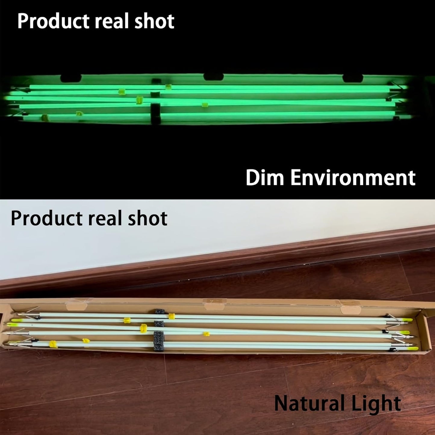 6 Pack 32 inch Bowfishing Arrows with Broadheads & Safty Slides Luminous Bow Fishing Arrows for Compound Bow Recurve Bow Fishing Hunting