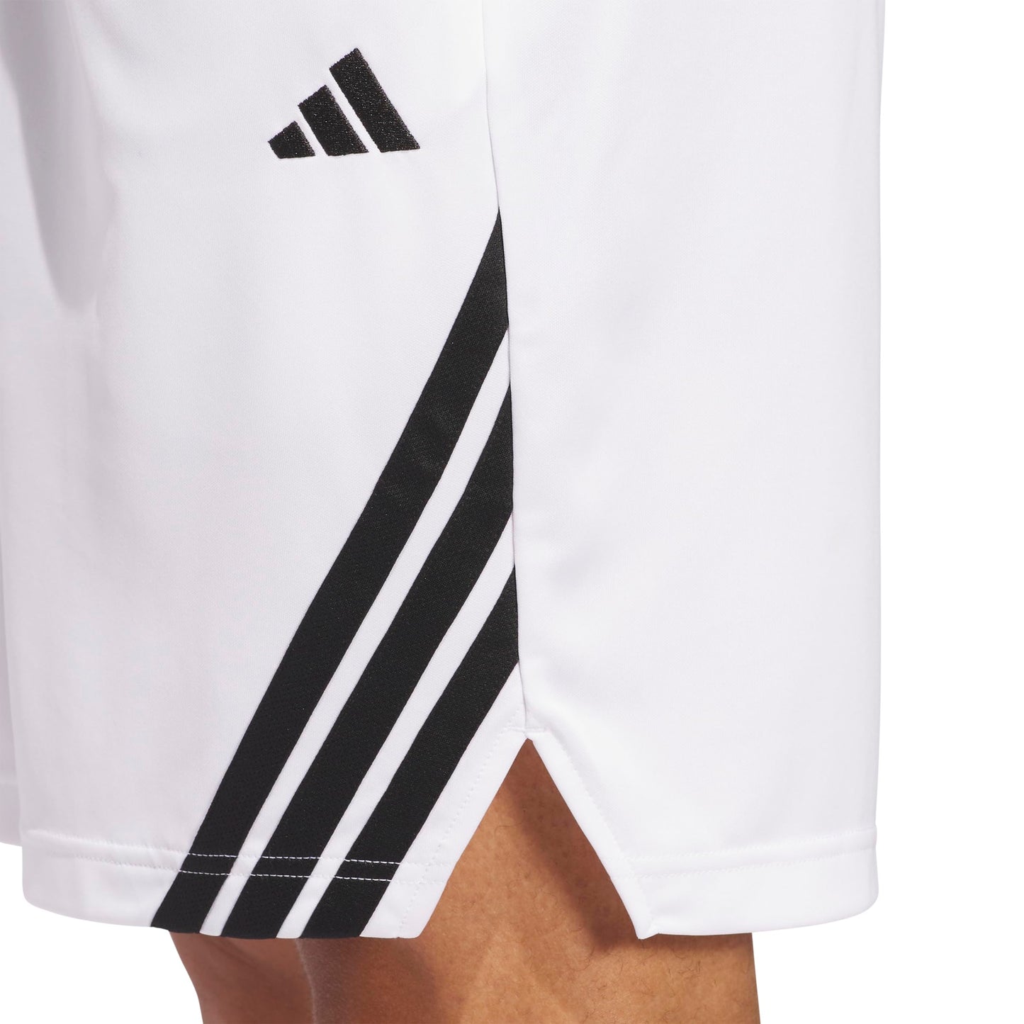adidas Men's Basketball Legends 3-Stripes Shorts, White/Black
