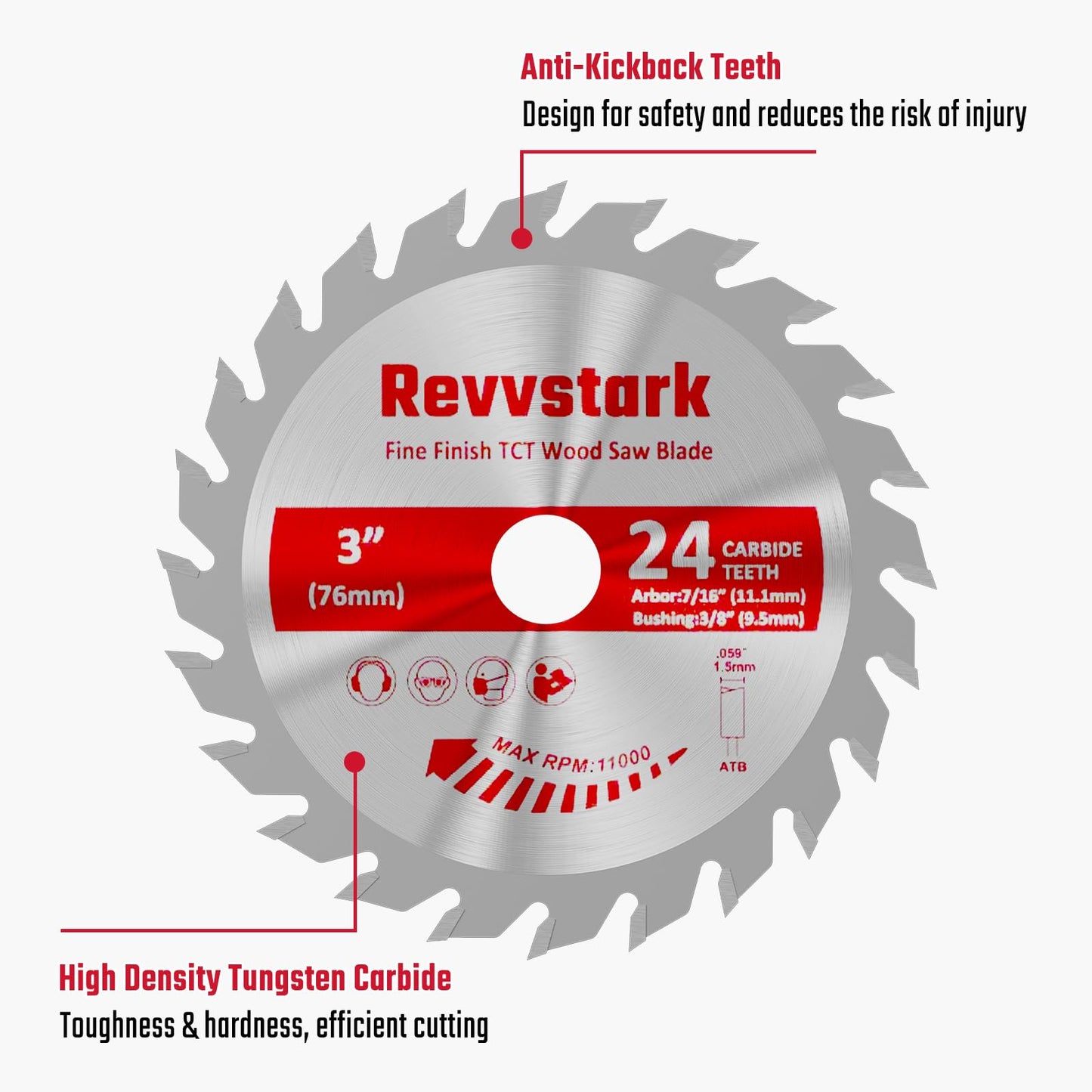 Circular Saw Blade 6-1/2" 24T&60T, Carbide Tipped Teeth, TCT Saw Blades for Cutting Various Wood, Plastic and Composite Materials, 5/8" Arbor, Fit Dewalt Craftsman Ryobi Milwaukee