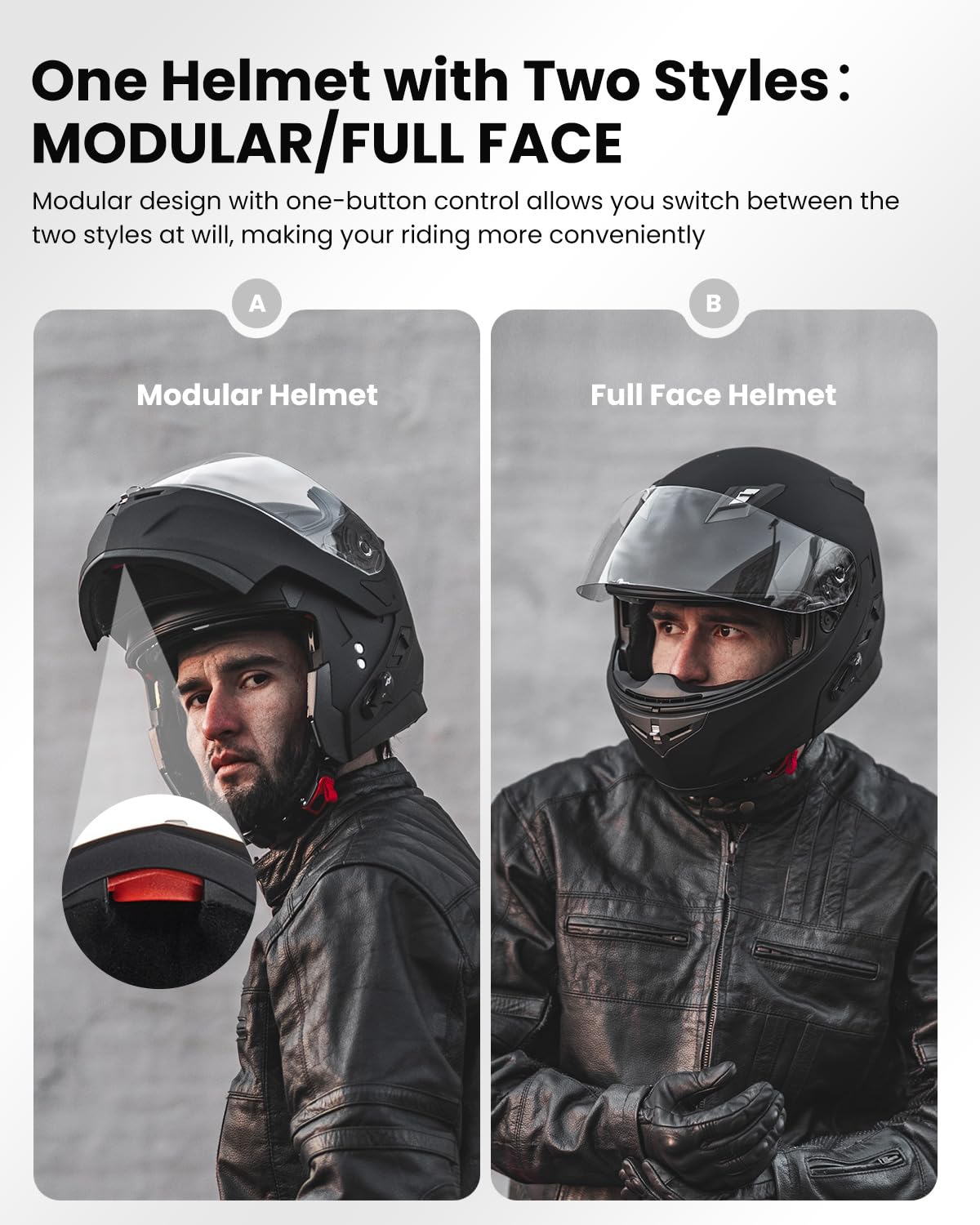 ILM Bluetooth Integrated Modular Flip up Full Face Motorcycle Helmet Sun Shield Mp3 Intercom Model 953/953 PRO