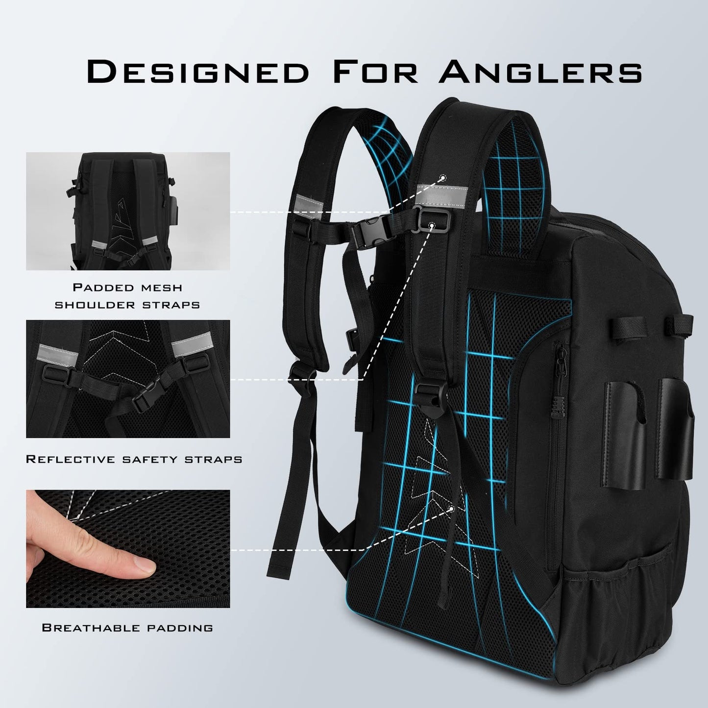 KastKing Karryall Fishing Tackle Backpack with Rod Holders 4 Tackle Boxes,40L Fishing Bag Storage Fishing Gear and Equipment